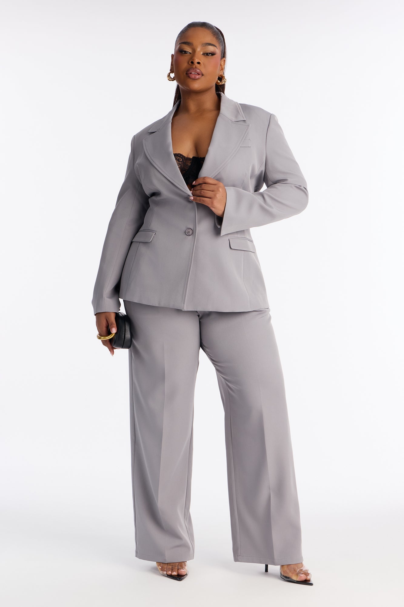 Kendall Hourglass Fitted Blazer - Grey