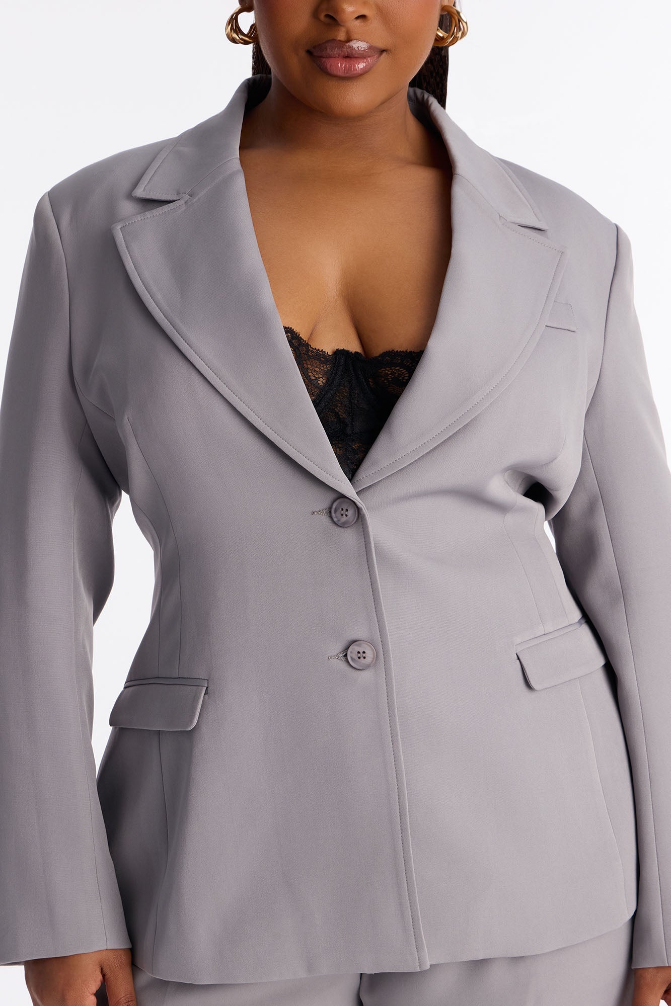 Kendall Hourglass Fitted Blazer - Grey