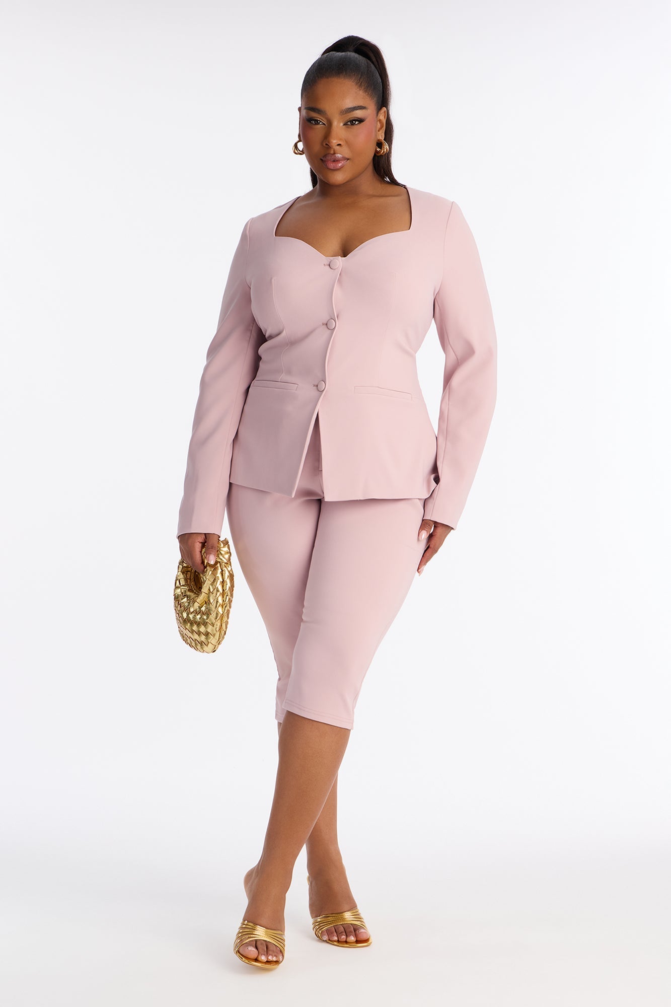 Bianca Blazer Capri Set - Pink
