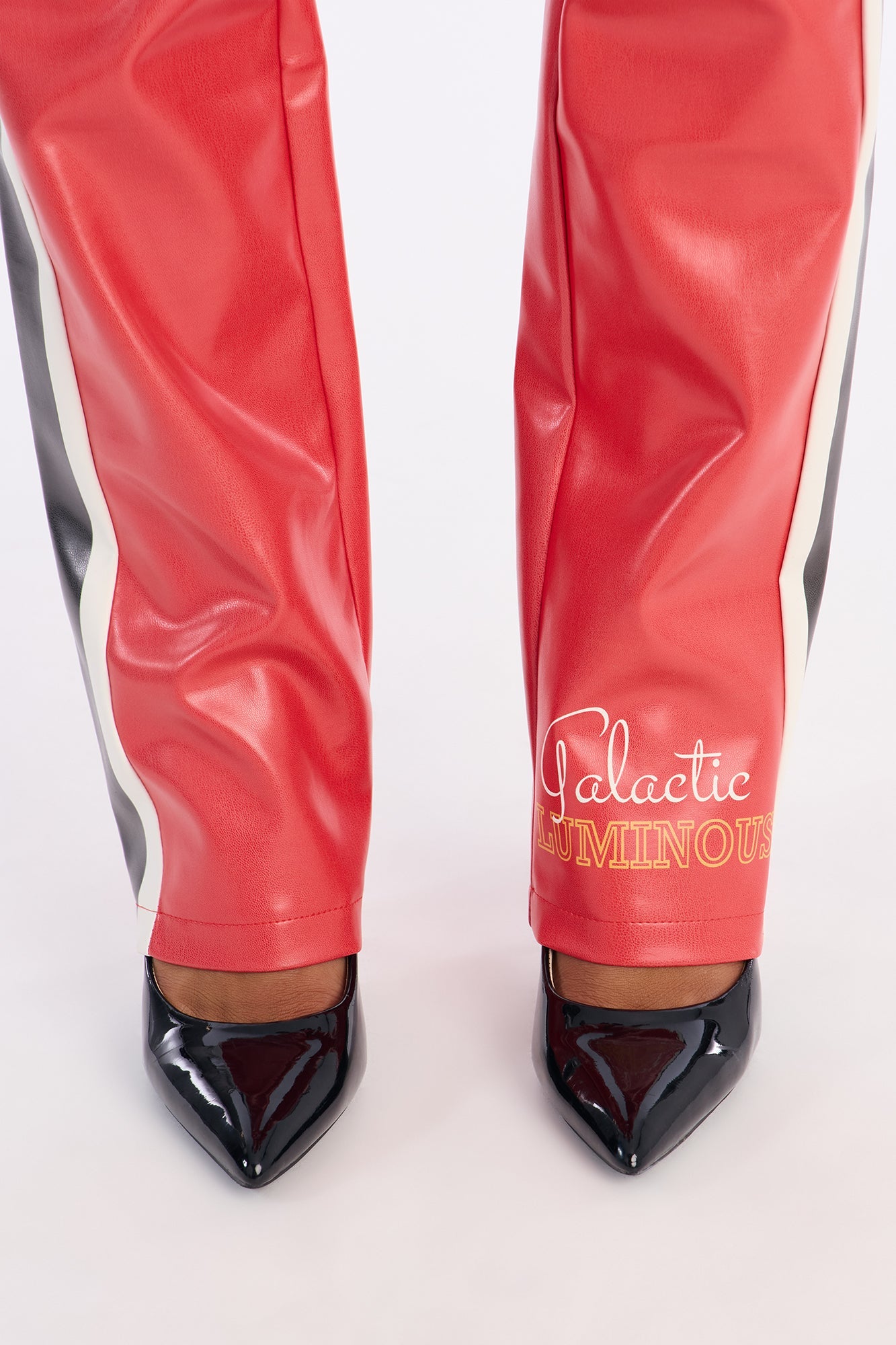 Motor Spirit Faux Leather Pant Set - Red/combo