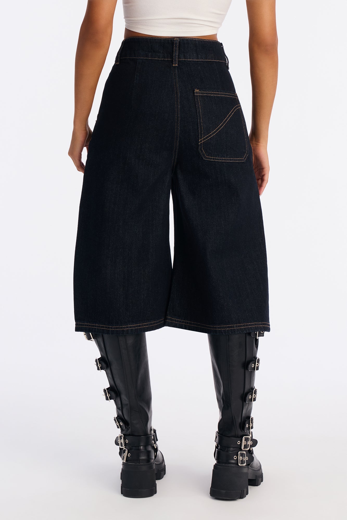 Night Shift Non Stretch Denim Jort - Dark Denim