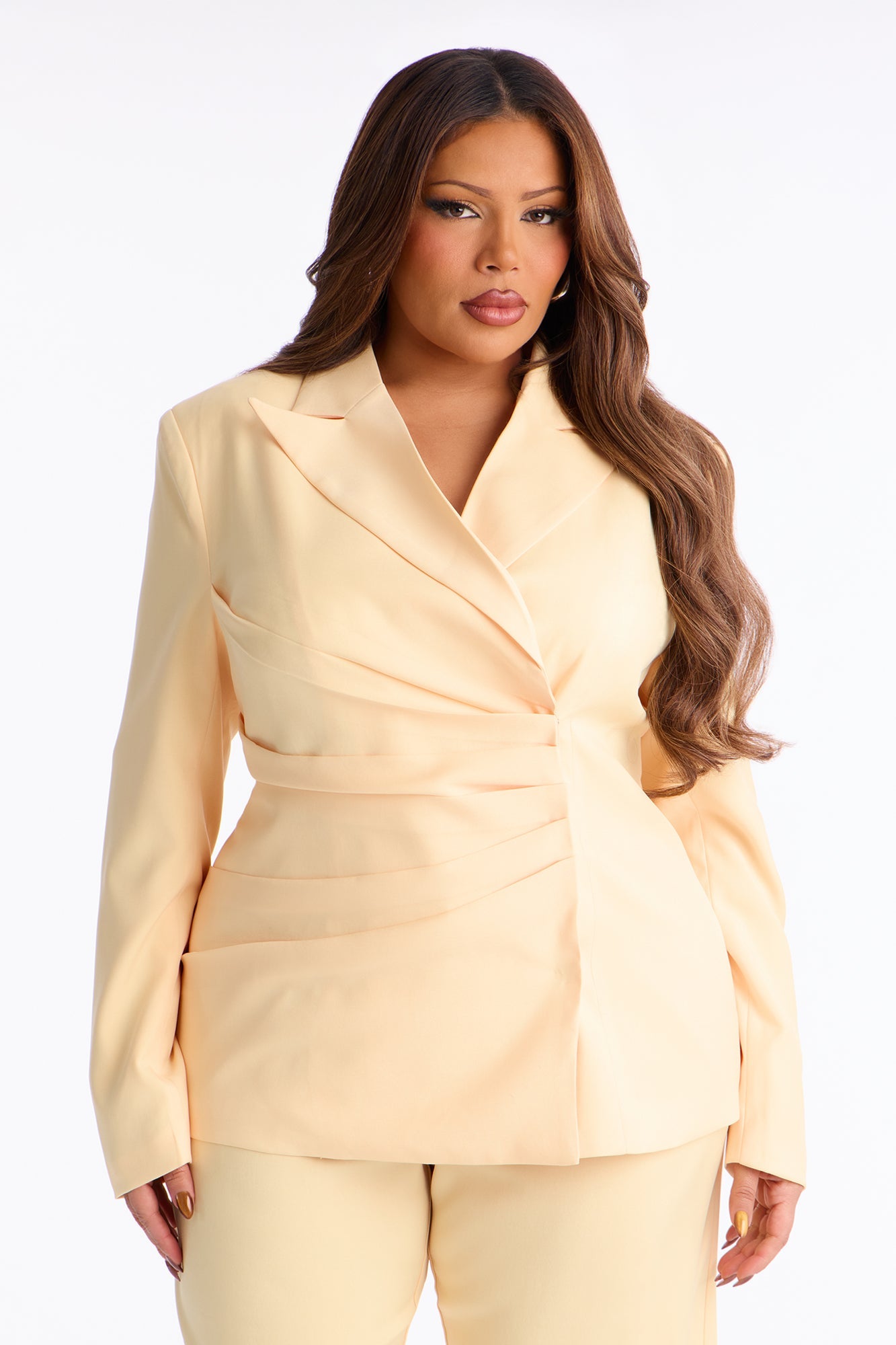 Dusk Till Dawn Ruched Blazer - Butter Yellow