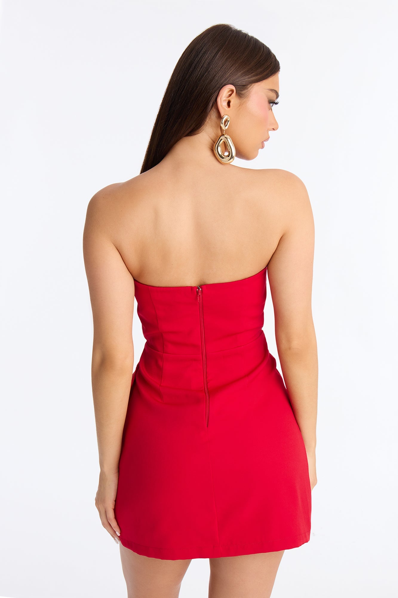 Season Of Love Strapless Crepe Woven Mini Dress - Red