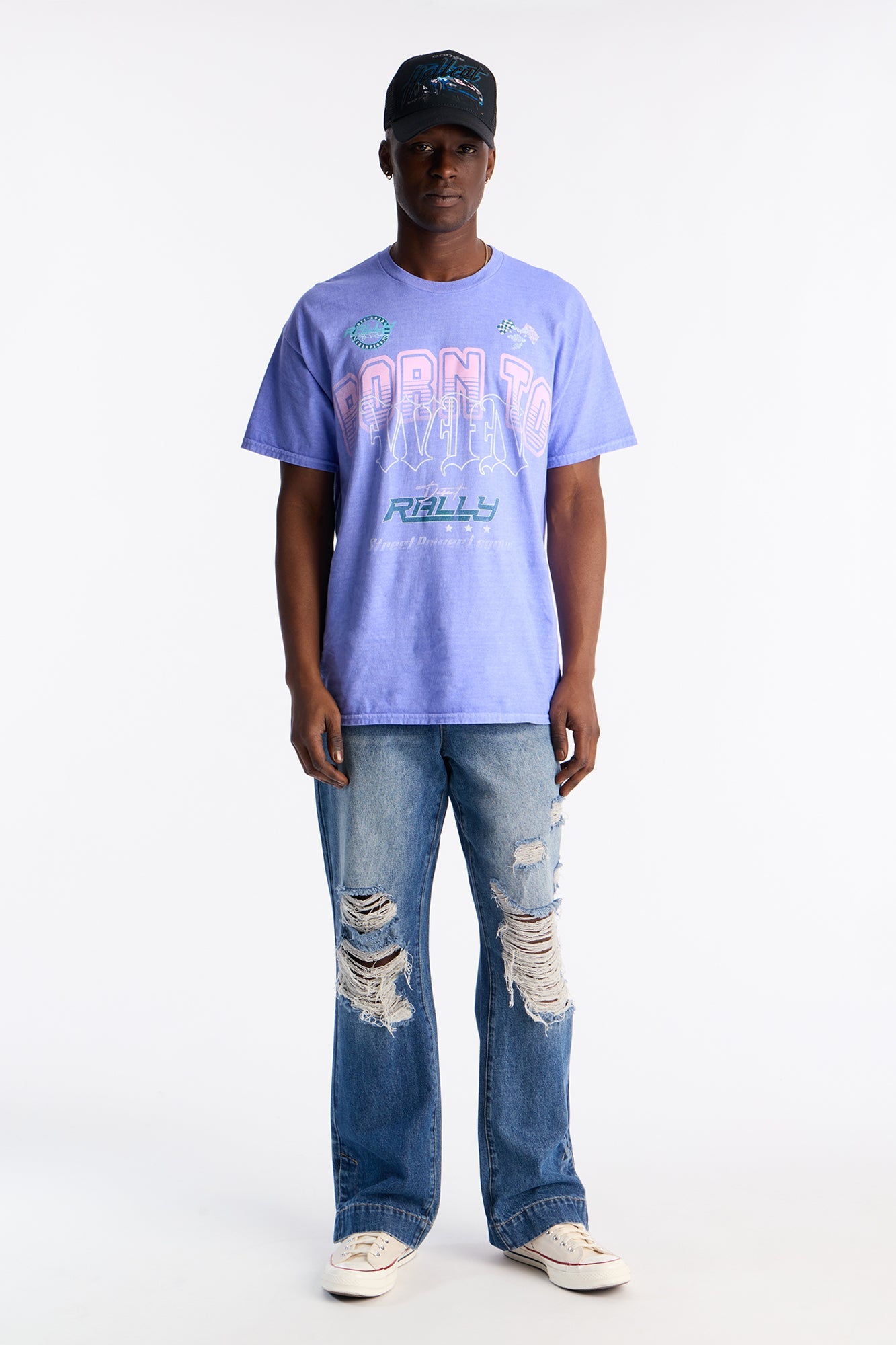 Your Everyday Distressed Straight Flare Jean - Medium Blue Wash