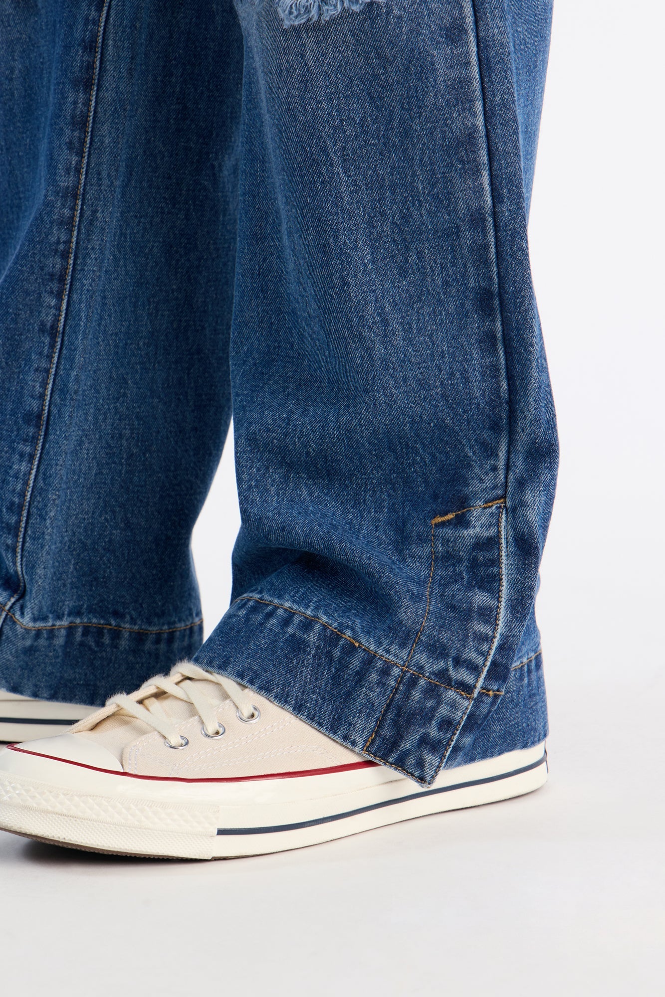 Your Everyday Distressed Straight Flare Jean - Medium Blue Wash