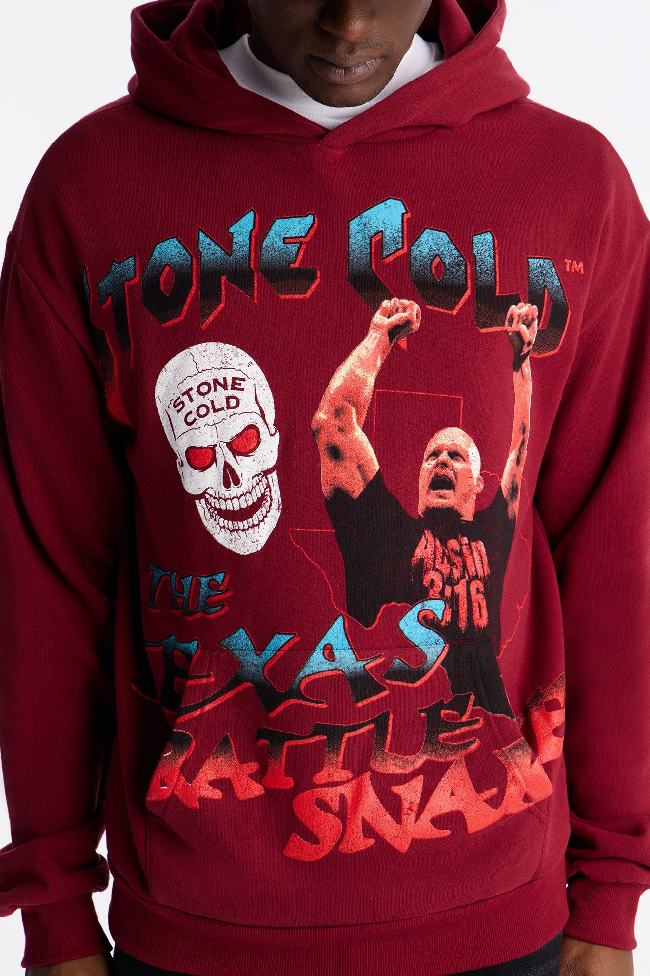 WWE Cold Stone Steve Austin Texas Rattle Snake Hoodie - Burgundy