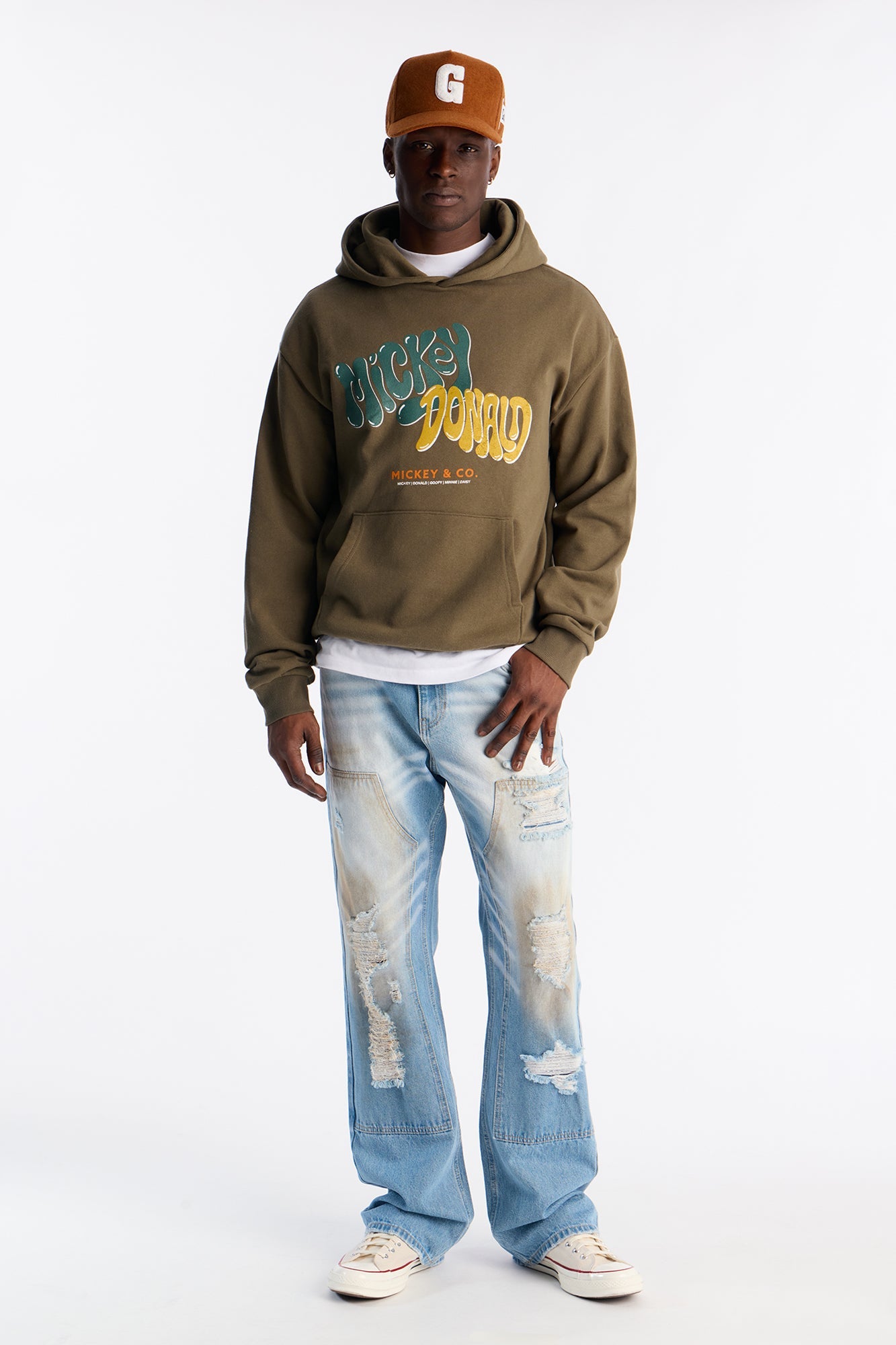 Disney Mickey And Donald Hoodie - Olive