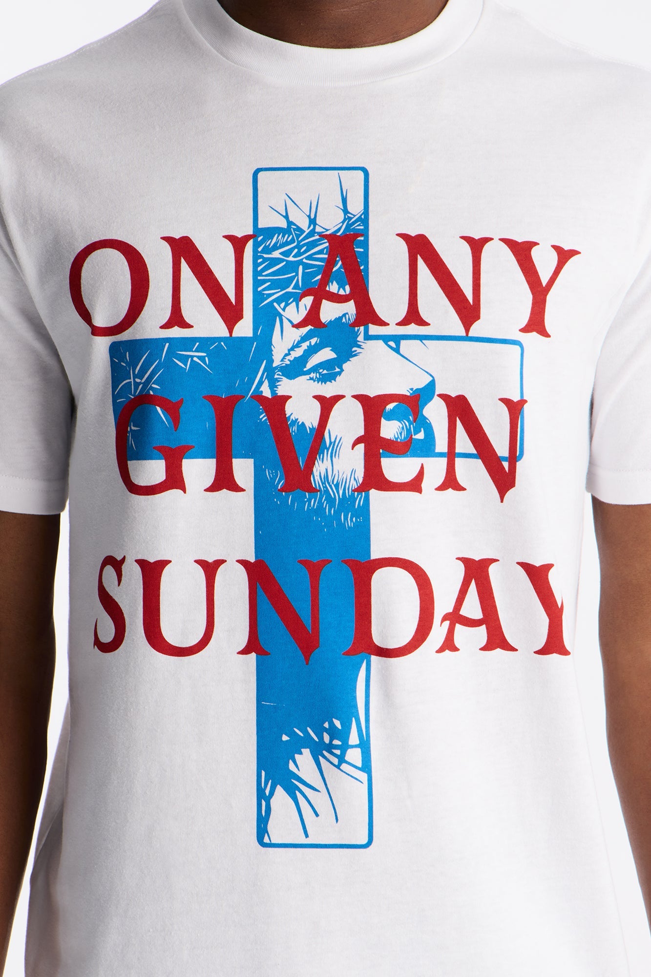 On Any Given Sunday Cross Graphic Short Sleeve Tee - White