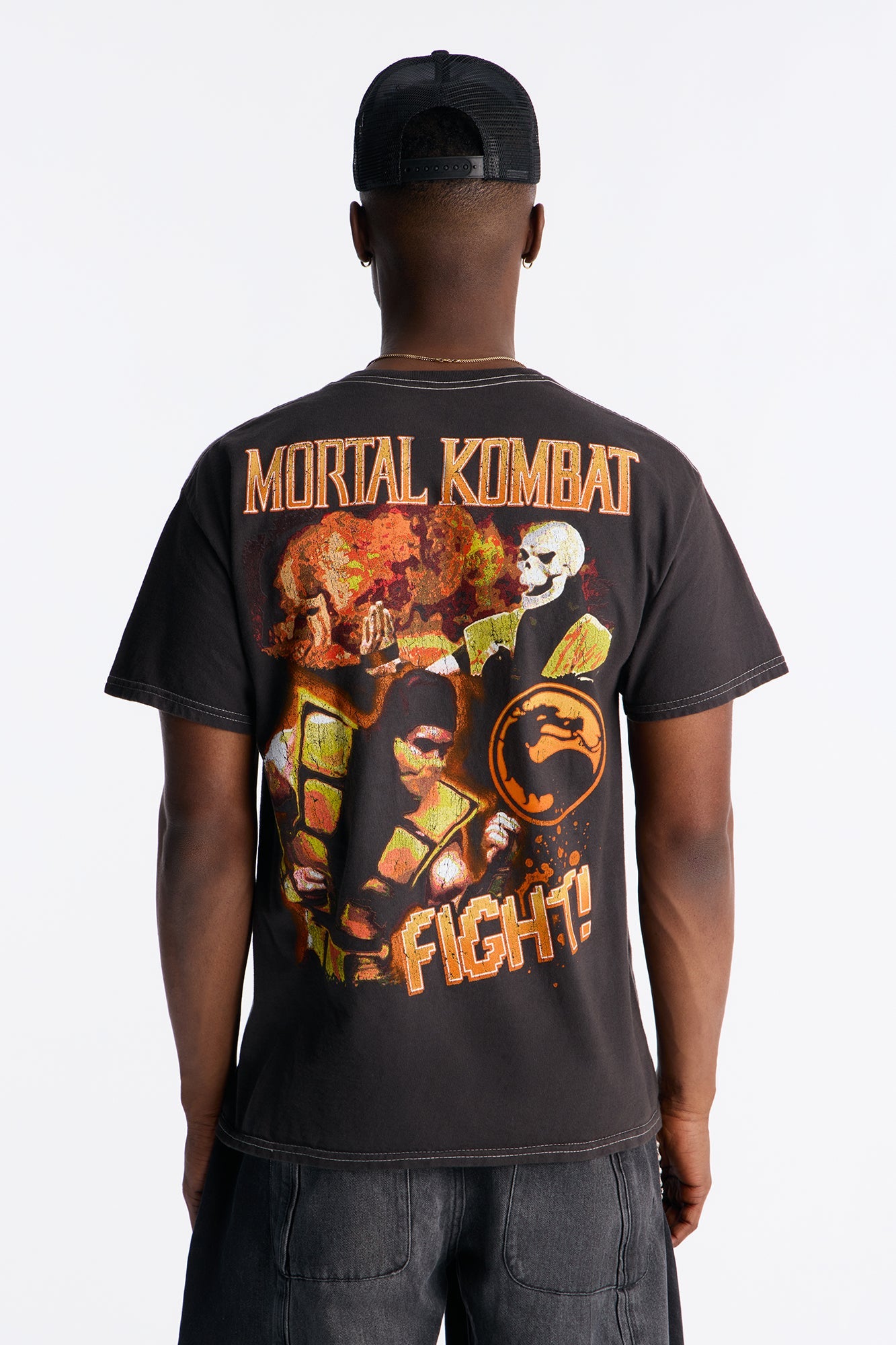 Mortal Kombat Scorpion FINISH HIM Short Sleeve Tee - Black