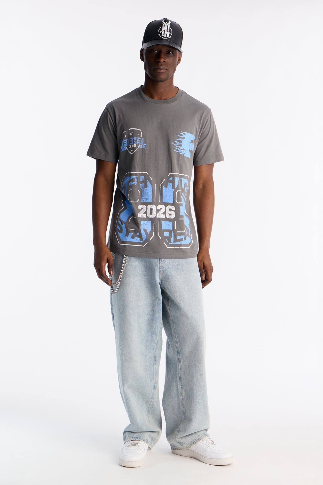 88 Fight Hard Stay Real Graphic Short Sleeve Tee - Charcoal