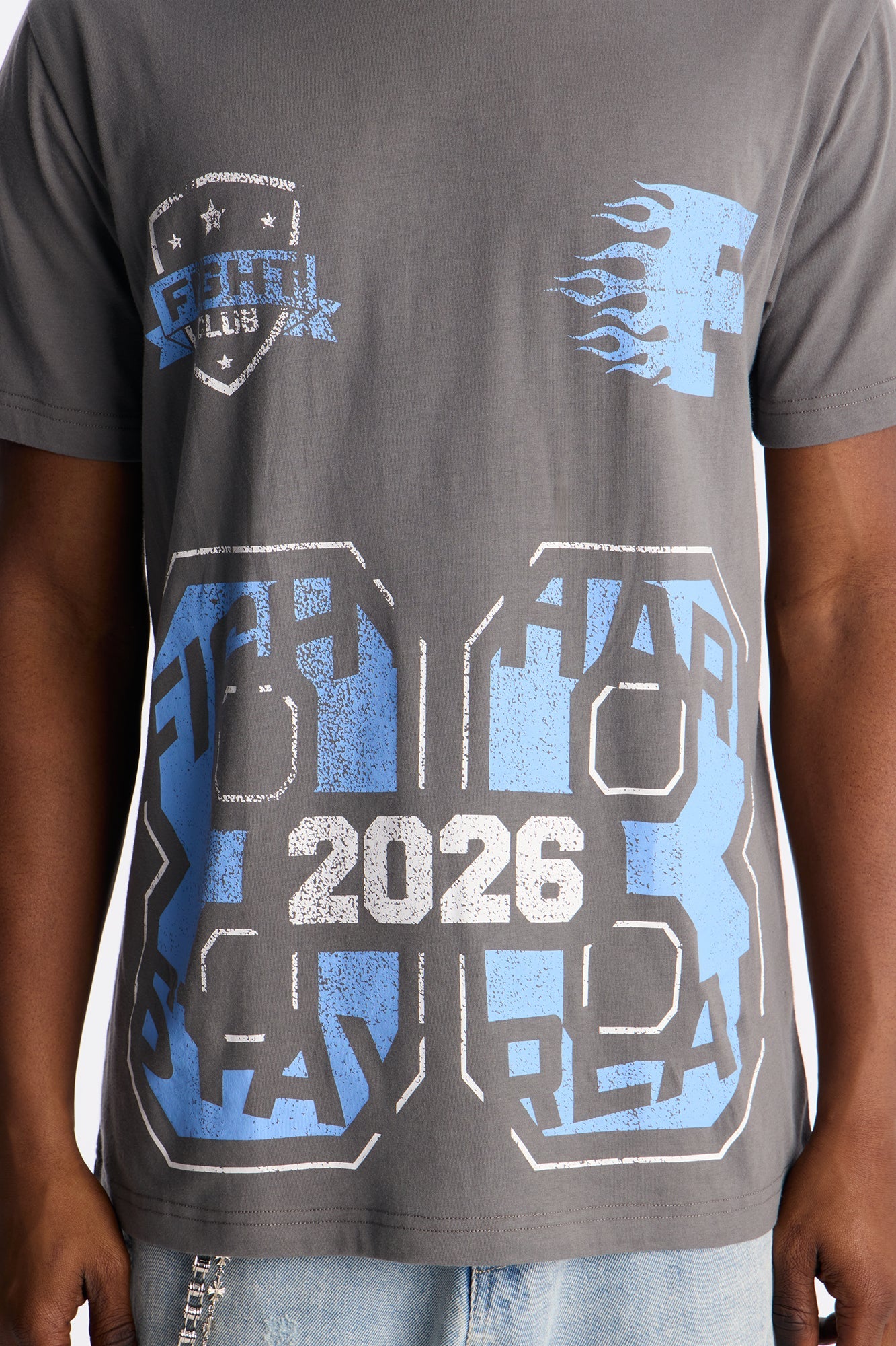 88 Fight Hard Stay Real Graphic Short Sleeve Tee - Charcoal