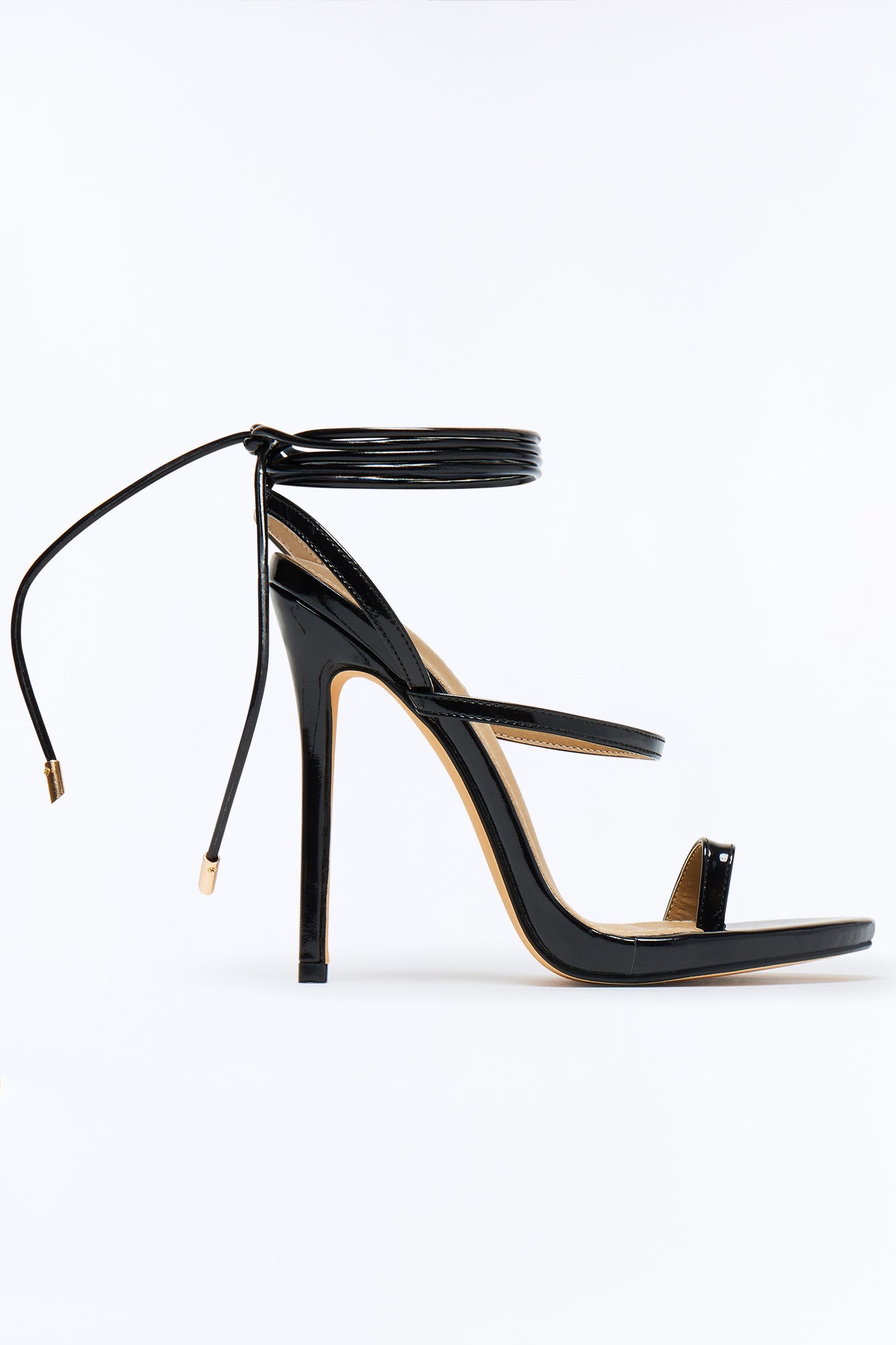 Trisha Metallic Wrap Up Heeled Sandals - Black
