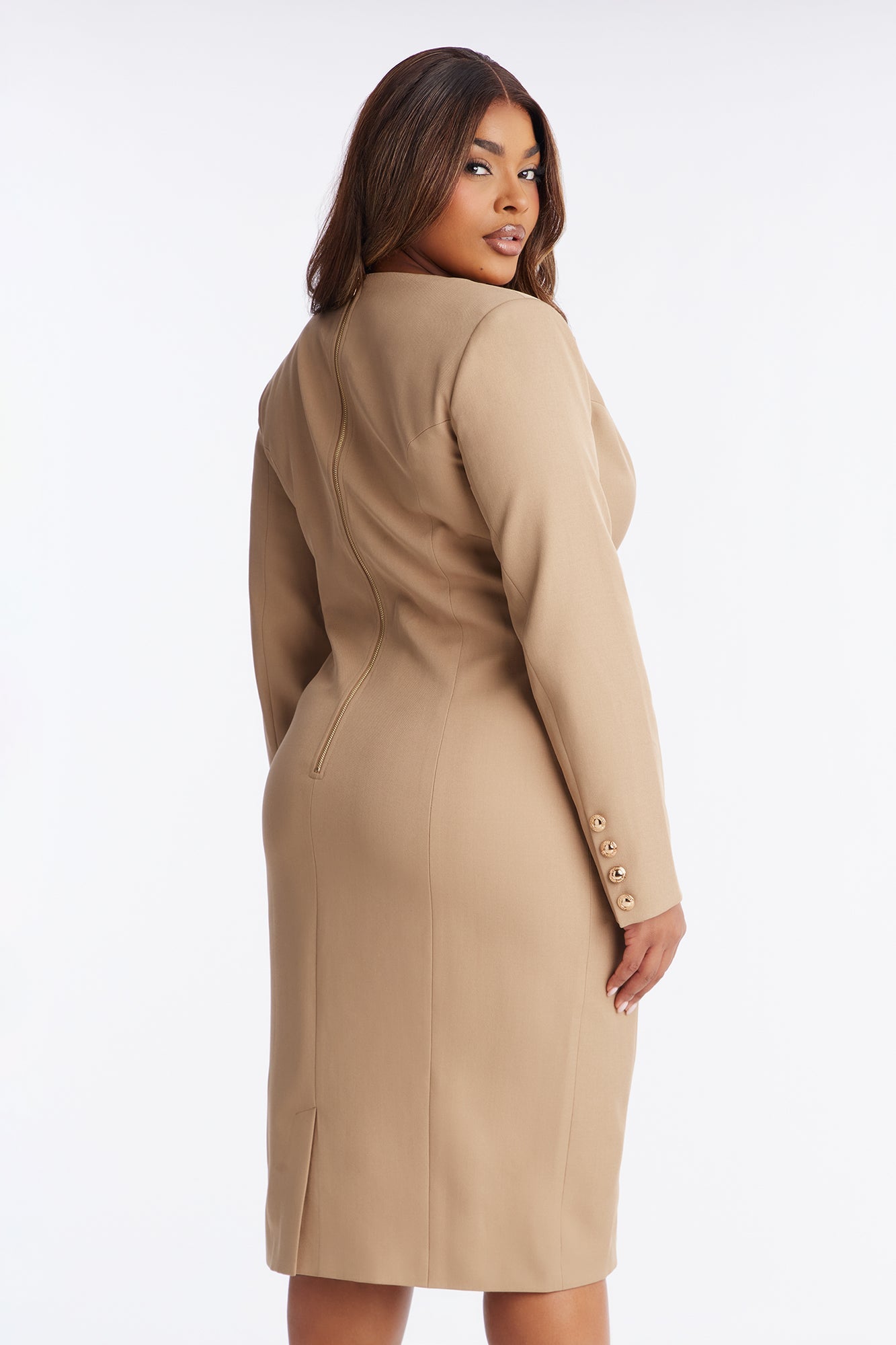 Subtle Control Blazer Midi Dress - Mocha