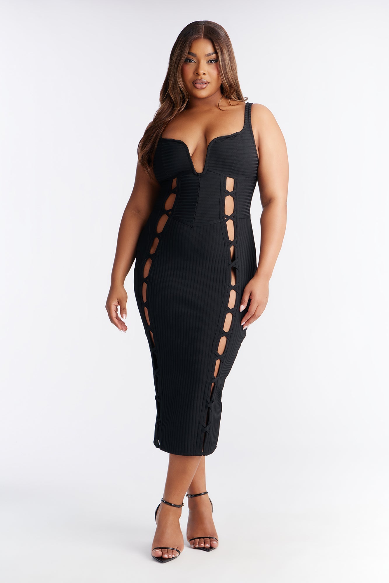 No Cuts Given Bandage Midi Dress - Black