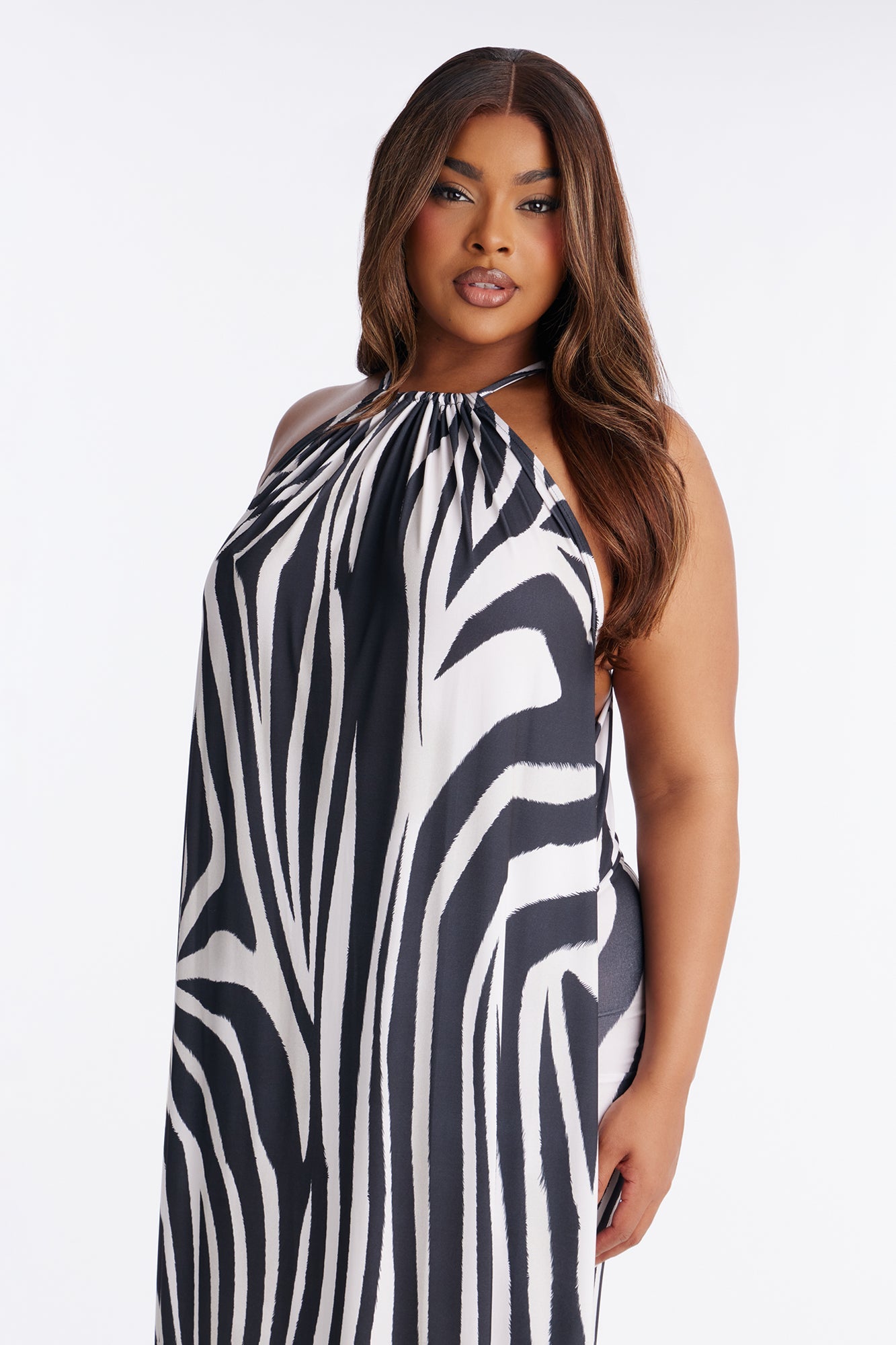 So Unbothered Draped Maxi Dress - Black/White