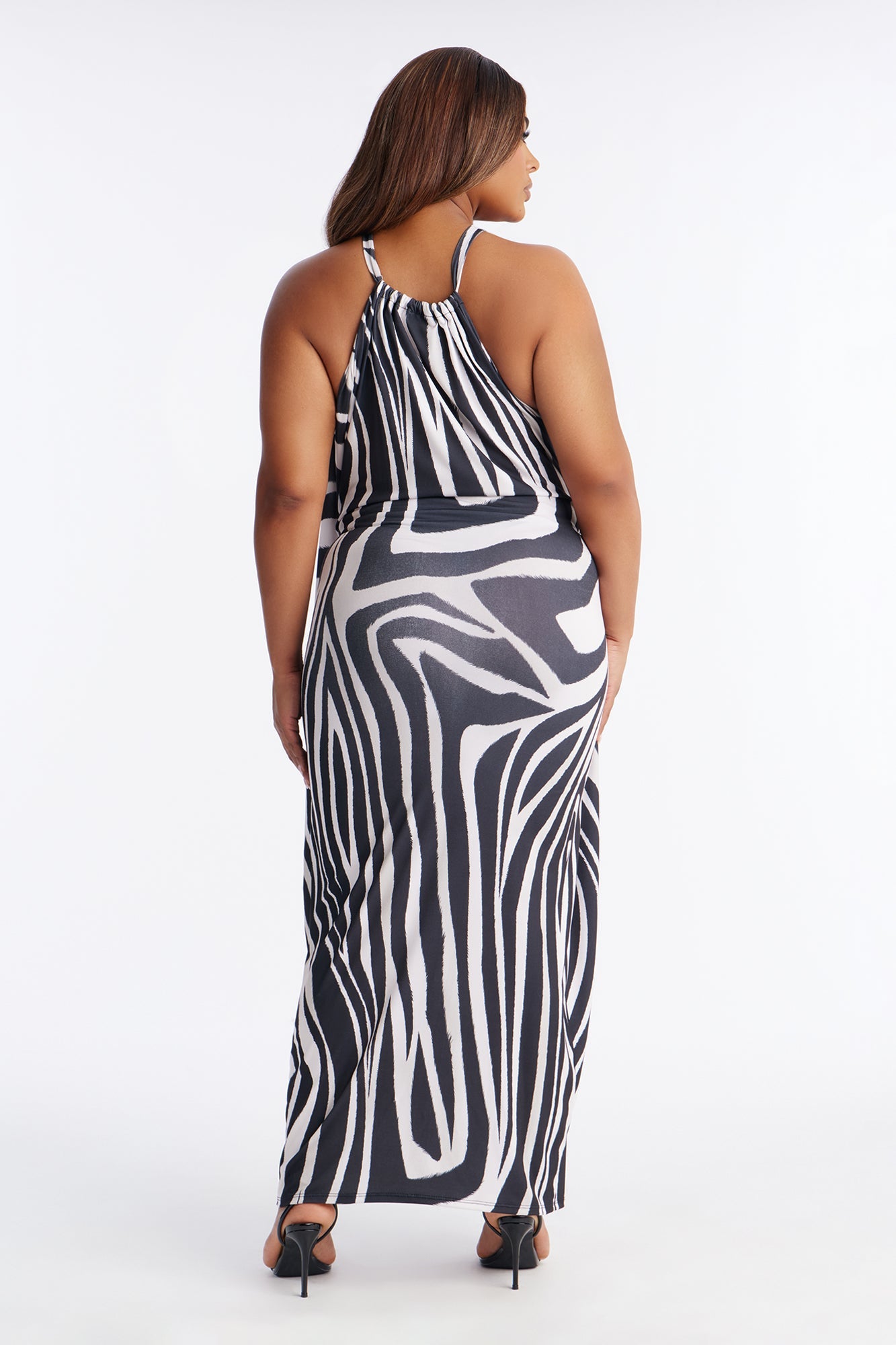 So Unbothered Draped Maxi Dress - Black/White