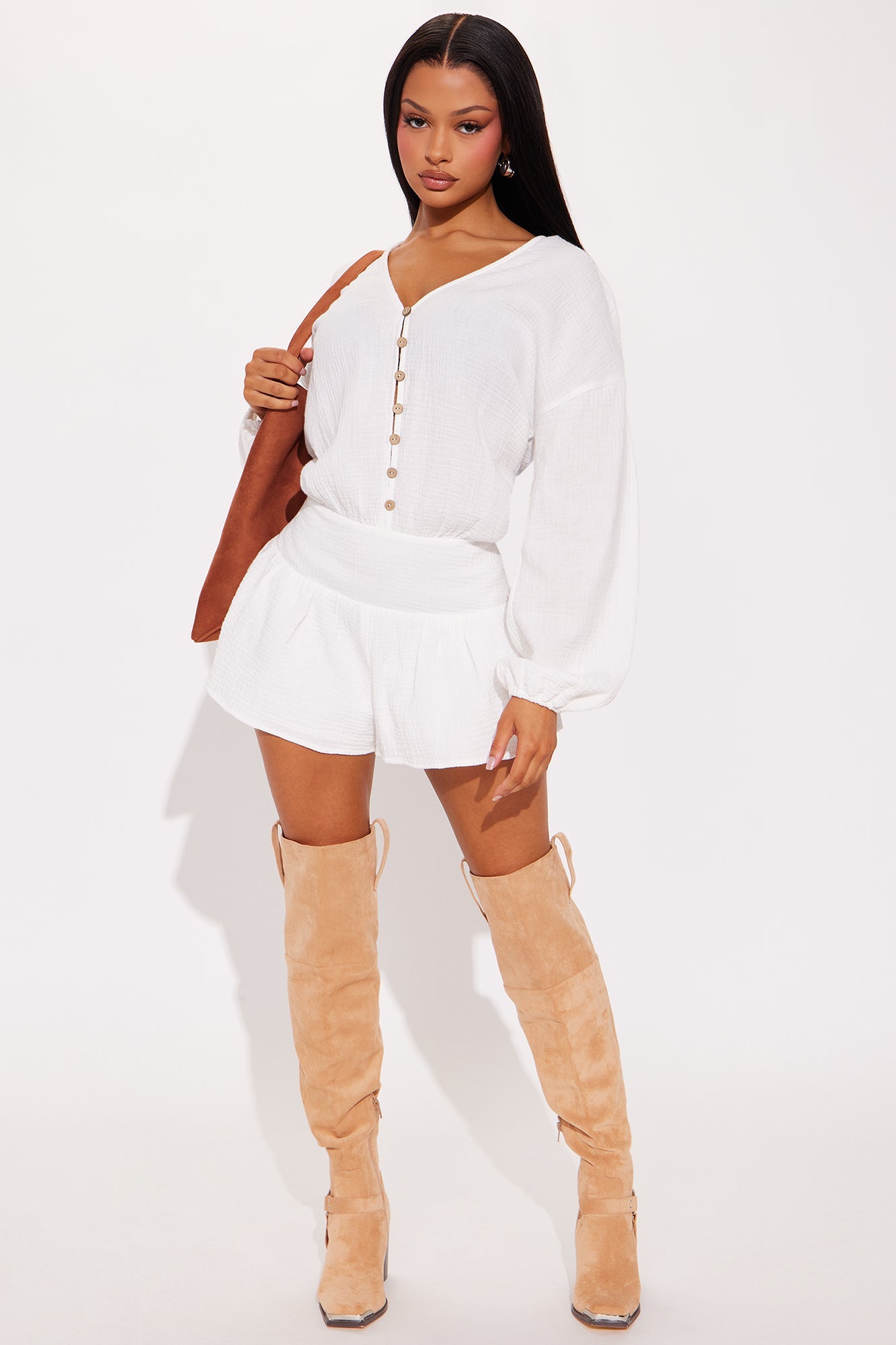 Time Off Gauze Romper - White