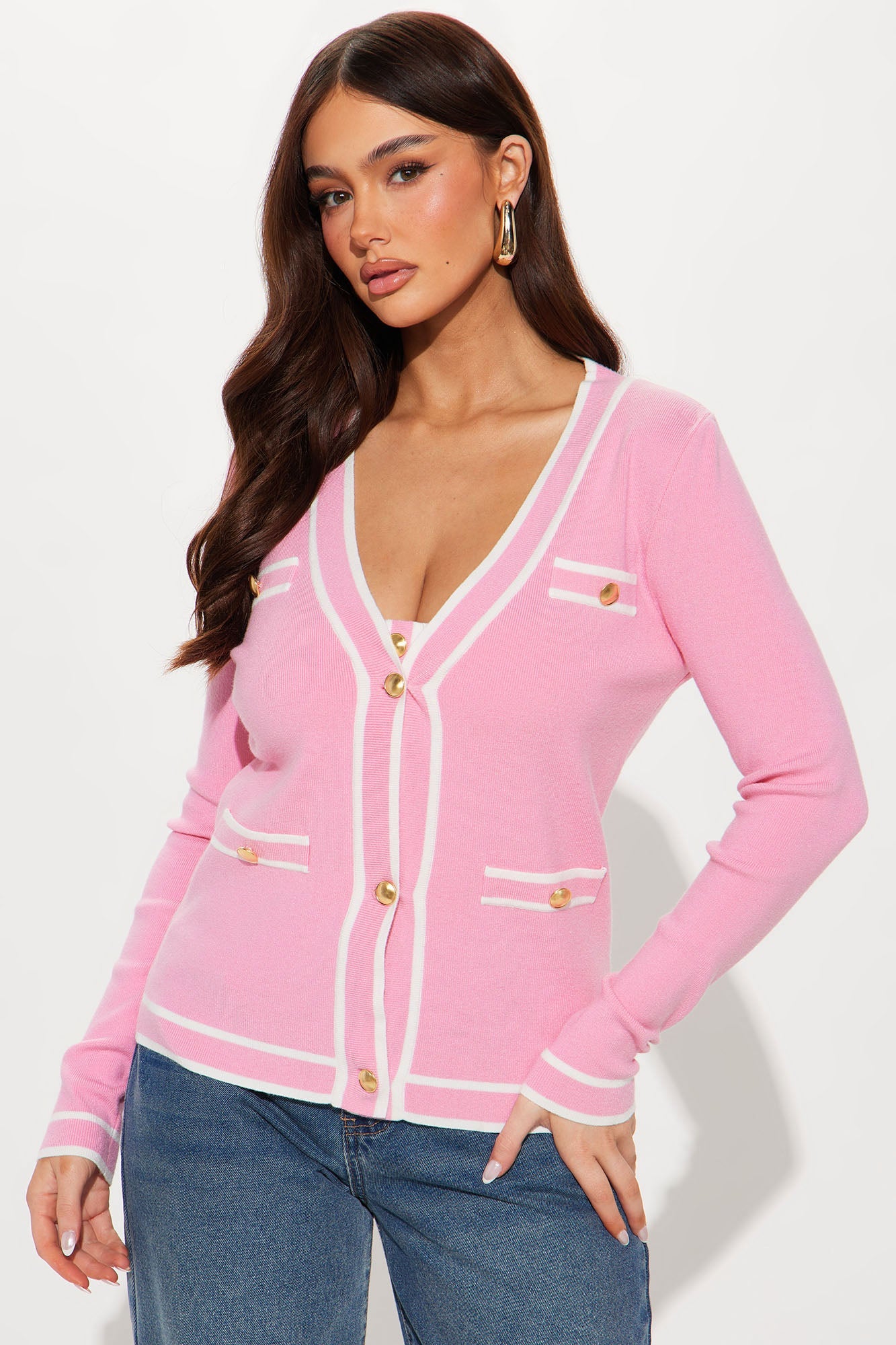 Lunch In Paris 2 Piece Sweater - Pink/combo