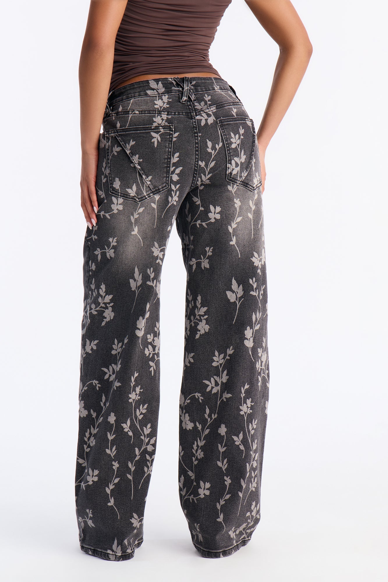 Where Flowers Bloom Stretch Jeans - Grey