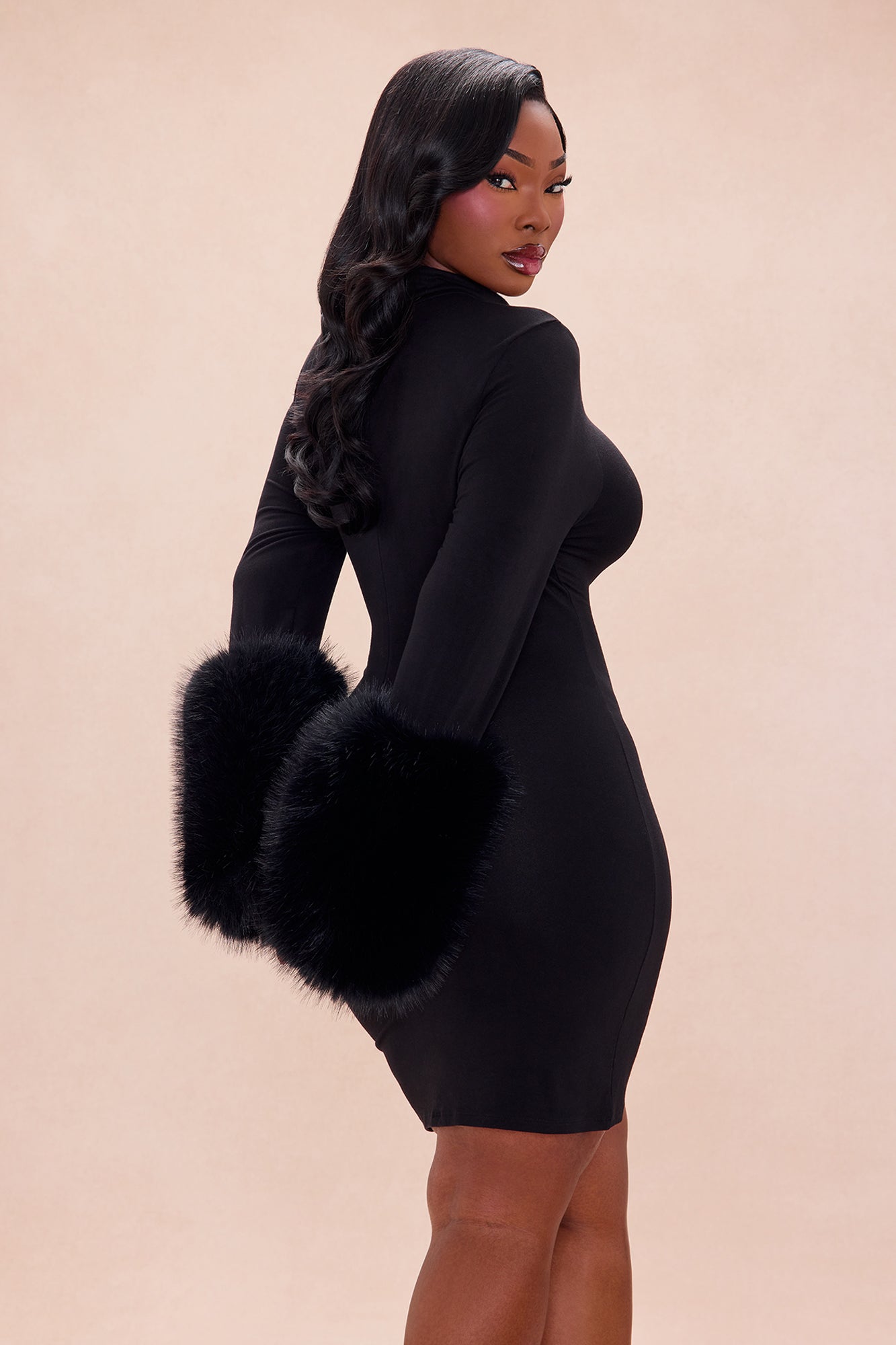 Moscow Fur Mini Dress - Black