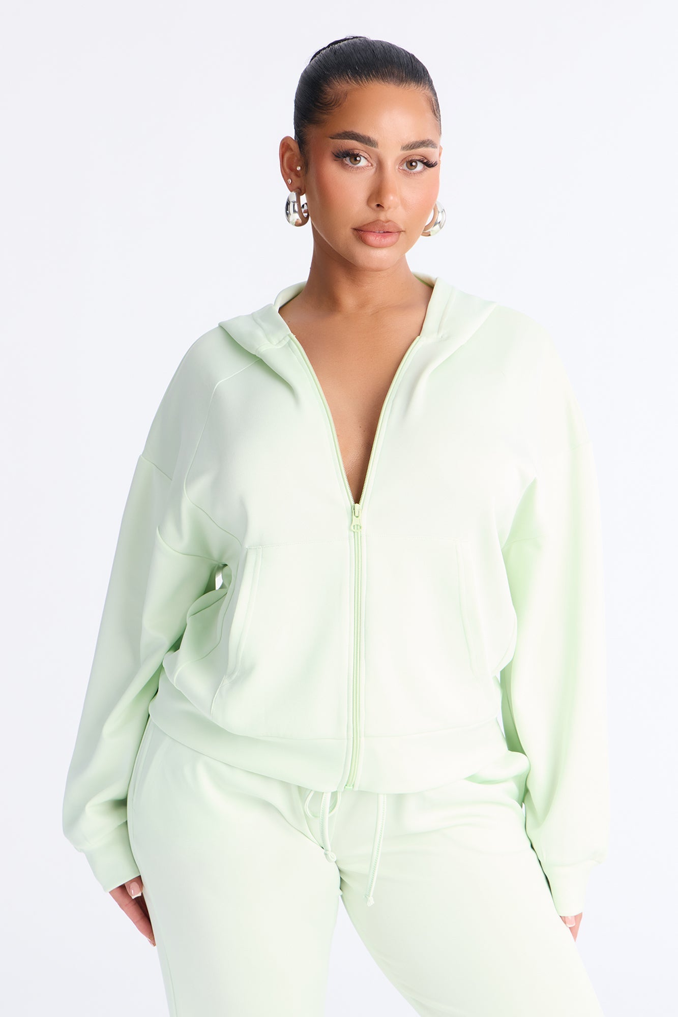 Sophia Scuba Zip Up Jogger Set - Green