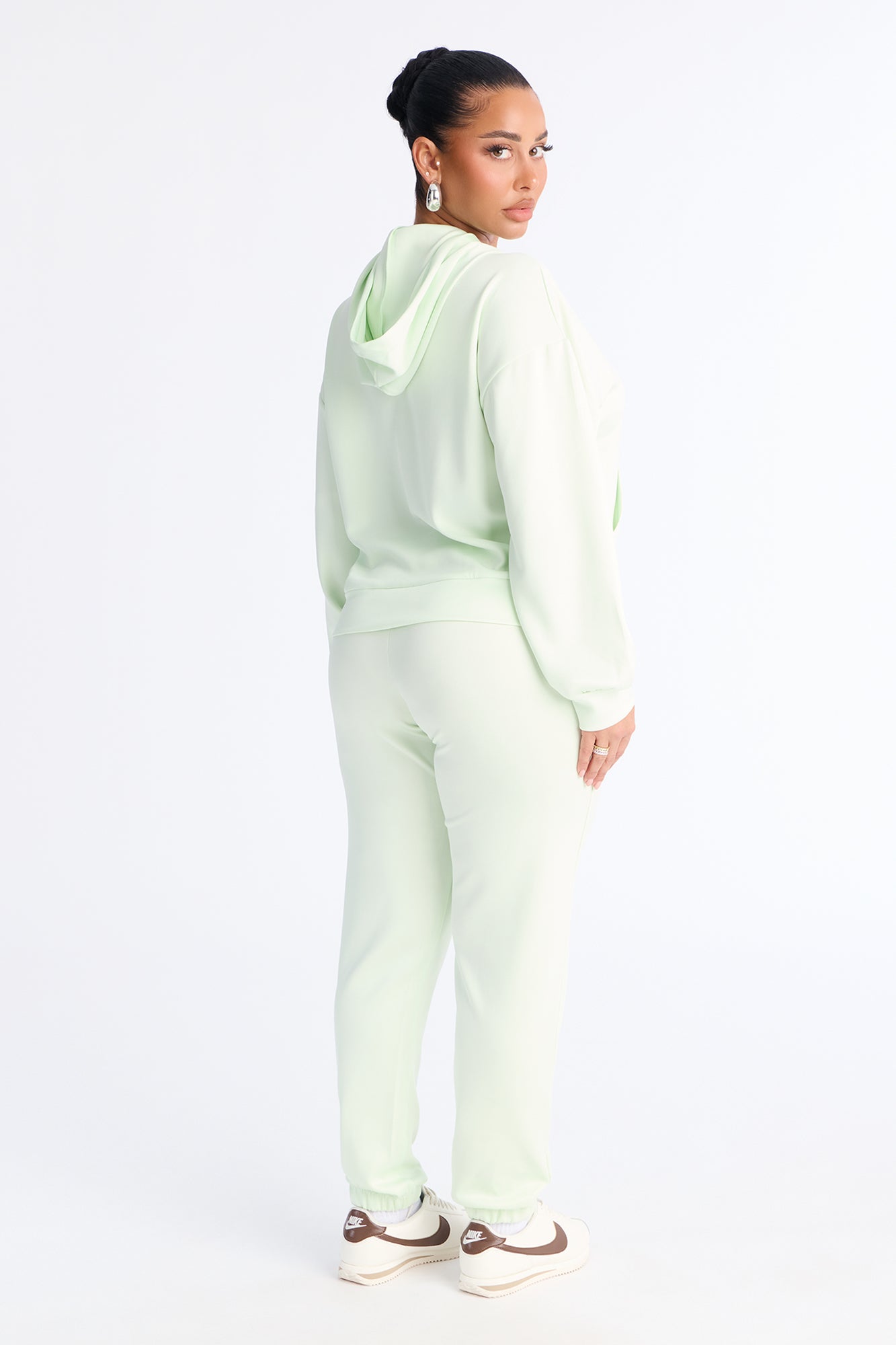 Sophia Scuba Zip Up Jogger Set - Green