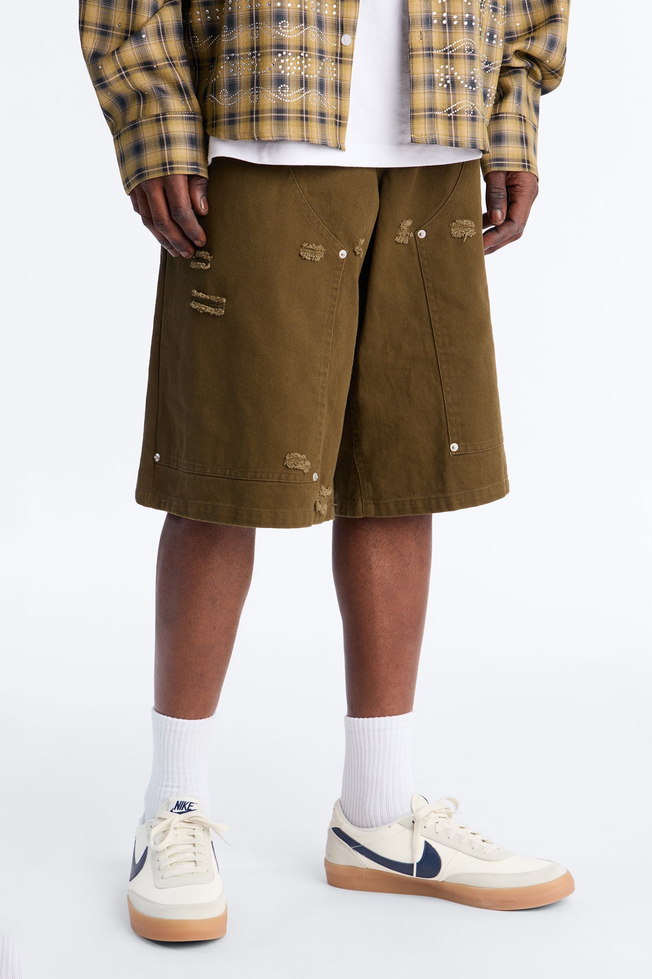 Baggy Mirage Zone Paneled Short - Olive