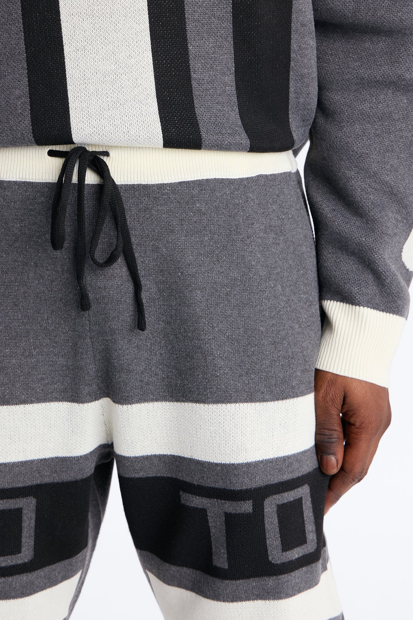 Retro Moto Stripe Sweater Short - Grey