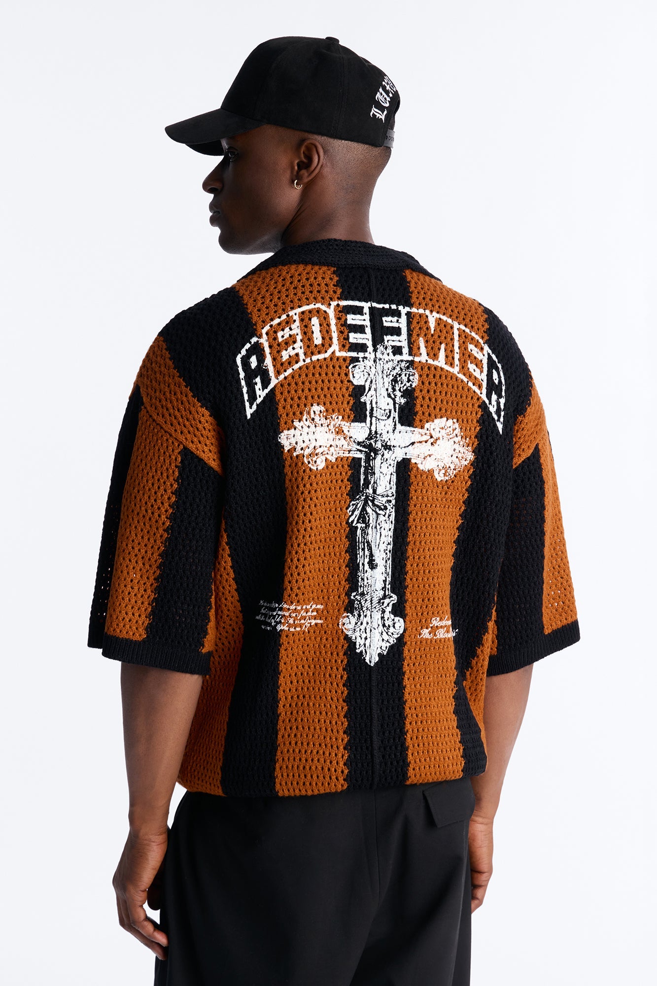 Istanbul Crochet Johnny Collar Shirt - Brown Combo
