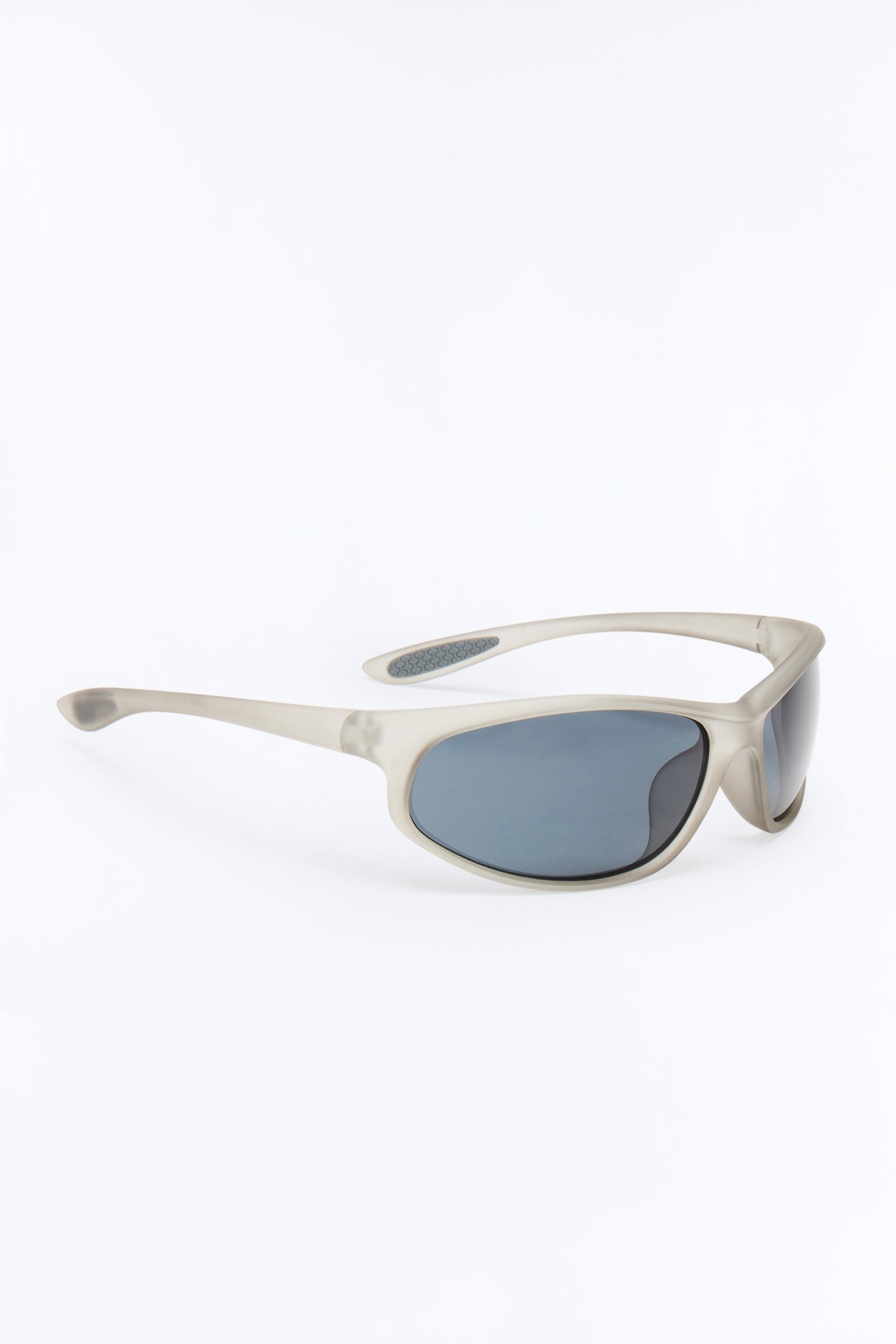 Rubberized Slim Sport Wrap Sunglasses - Grey