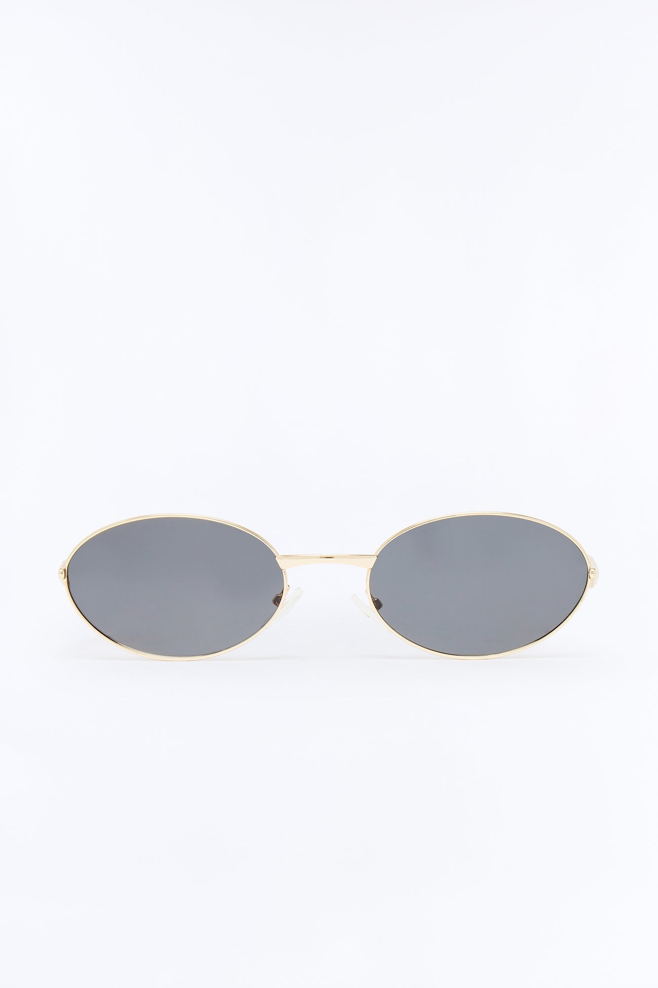 Vintage Oval Polished Metal Sunglasses - Gold