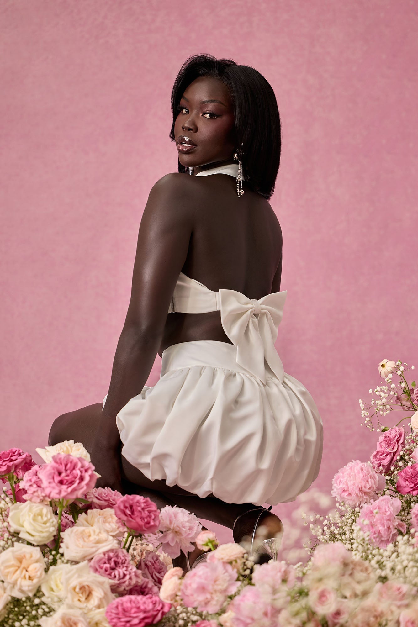 Sweetie Bow Mini Skirt Set - White