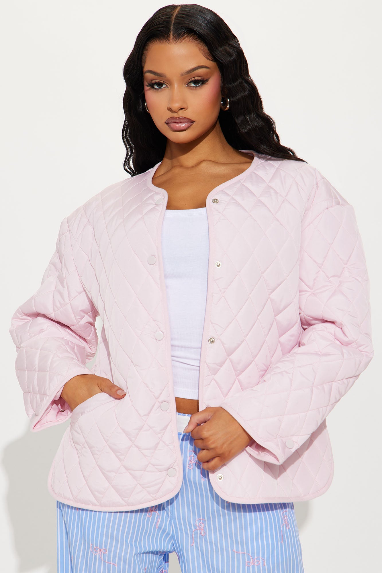 Mountain Highs Quilted Lightweight Jacket - Blush