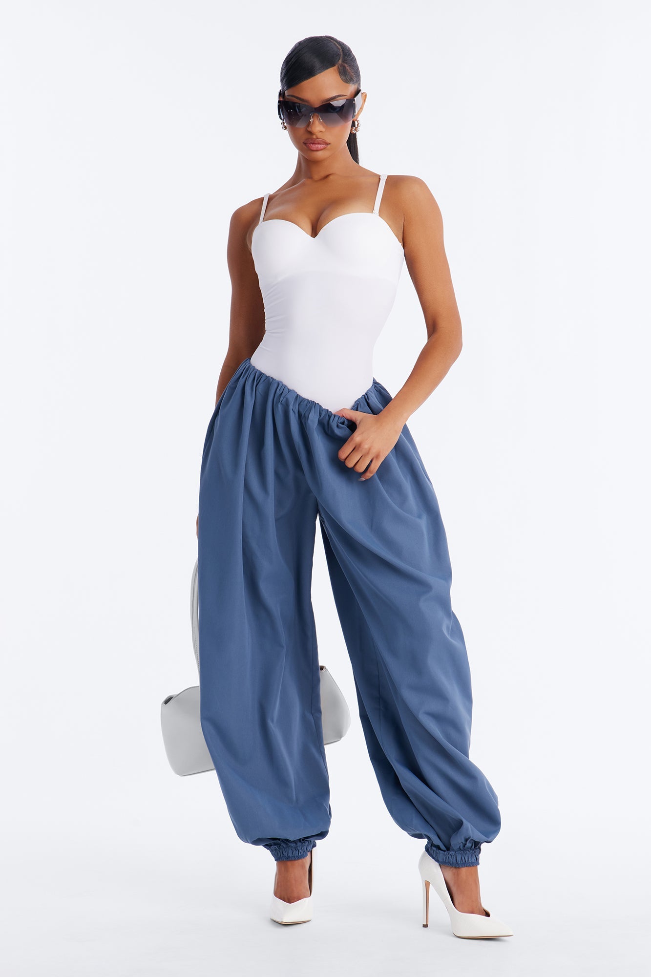 Ember Poplin Balloon Jogger Pant 31″ - Blue