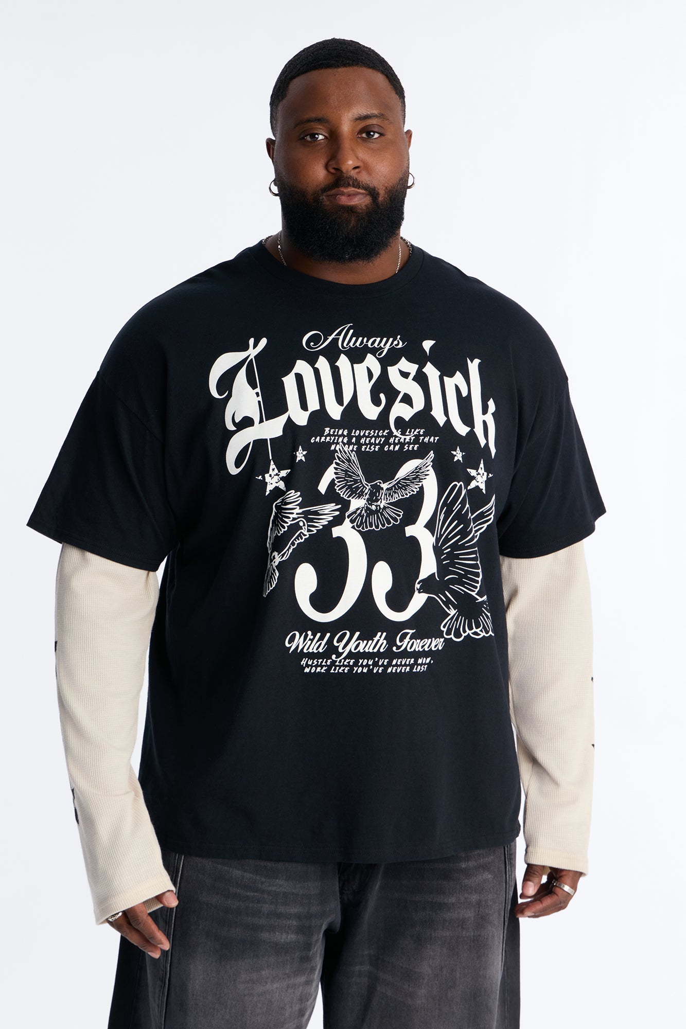Lovesick 2fer Long Sleeve Tee - Black