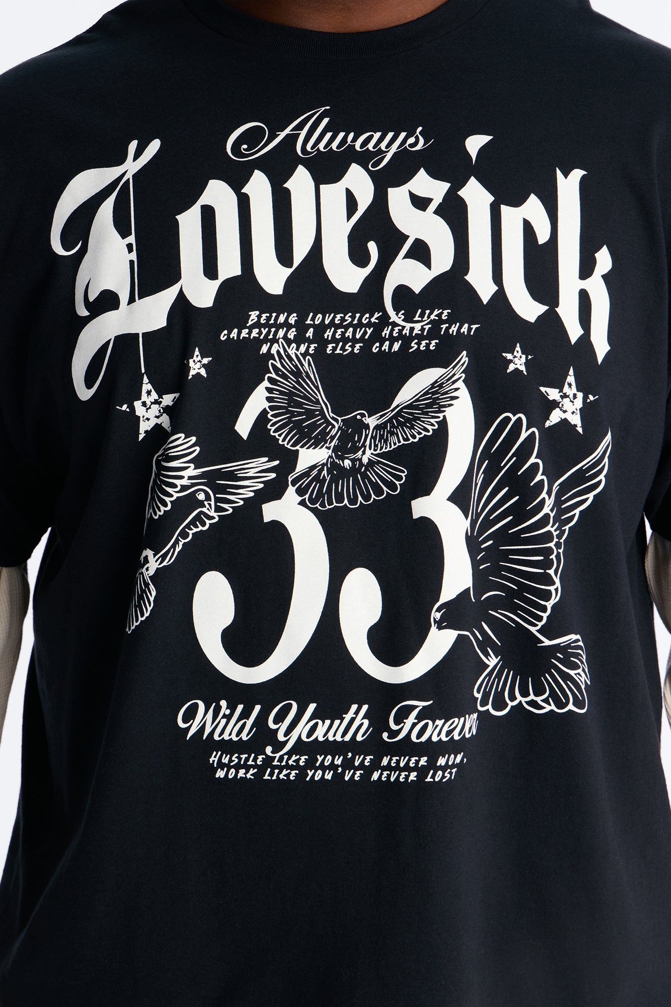 Lovesick 2fer Long Sleeve Tee - Black