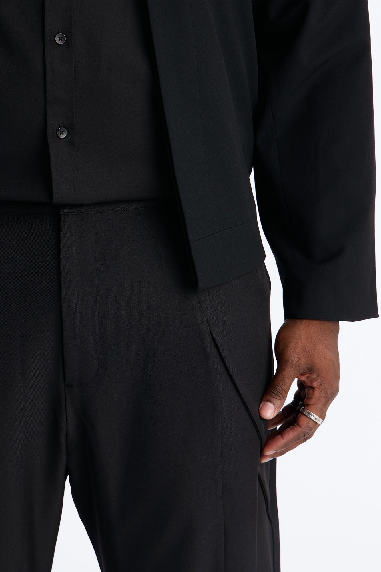 Baggy Malibu Deconstructed Tailored Trouser - Black