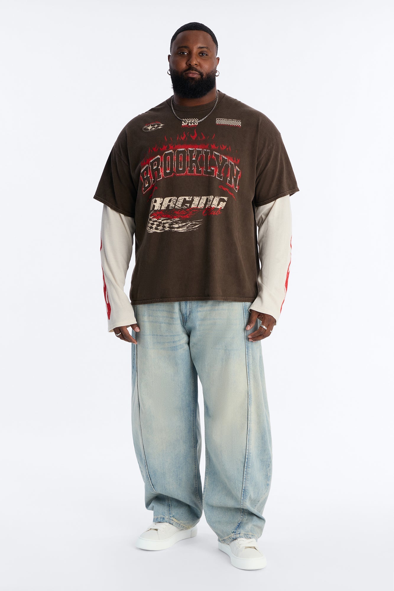 Brooklyn Racing 2fer Long Sleeve Tee - Chocolate