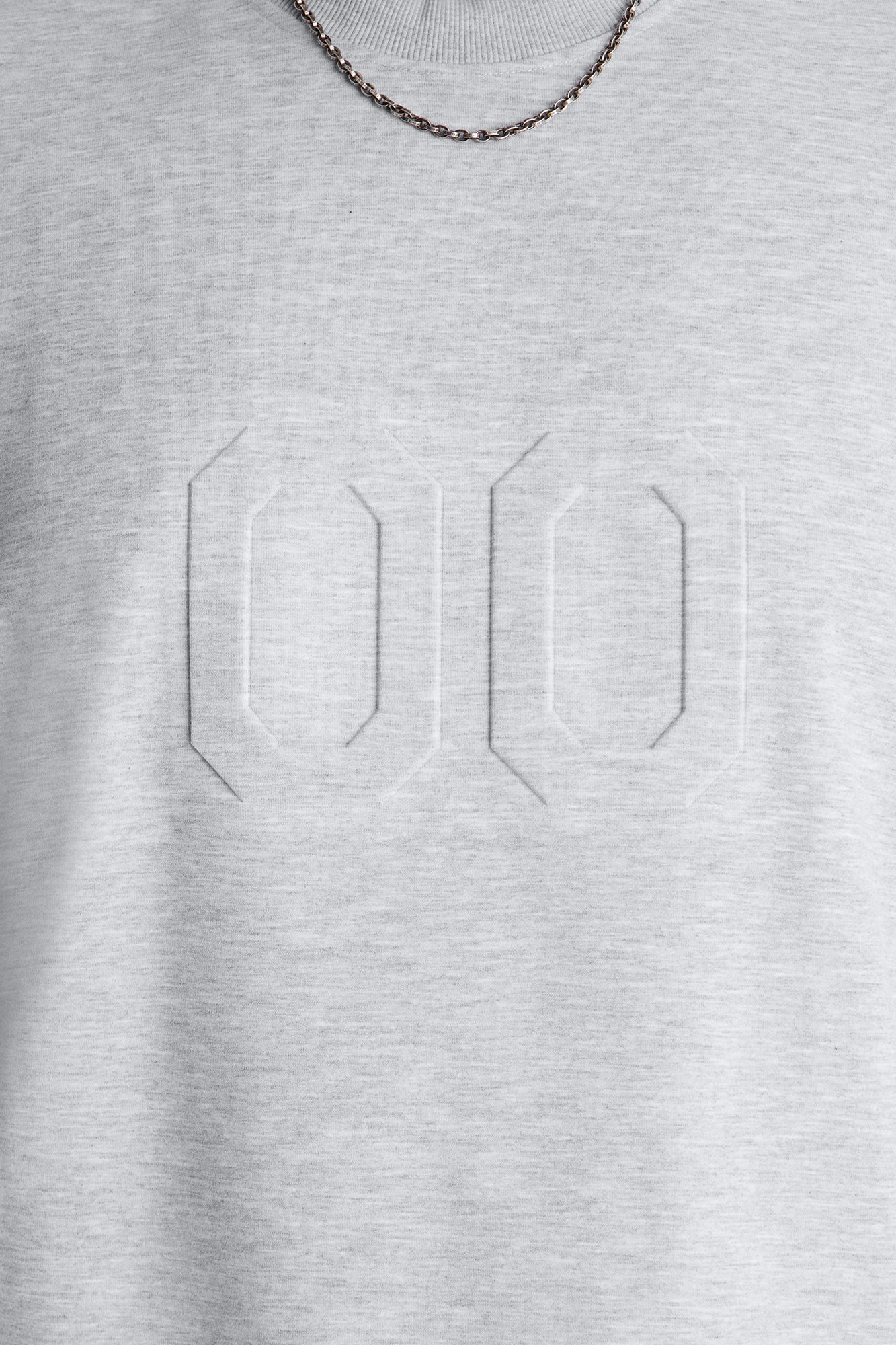 Structured Fleece Embossed Number Tee - Heather Grey