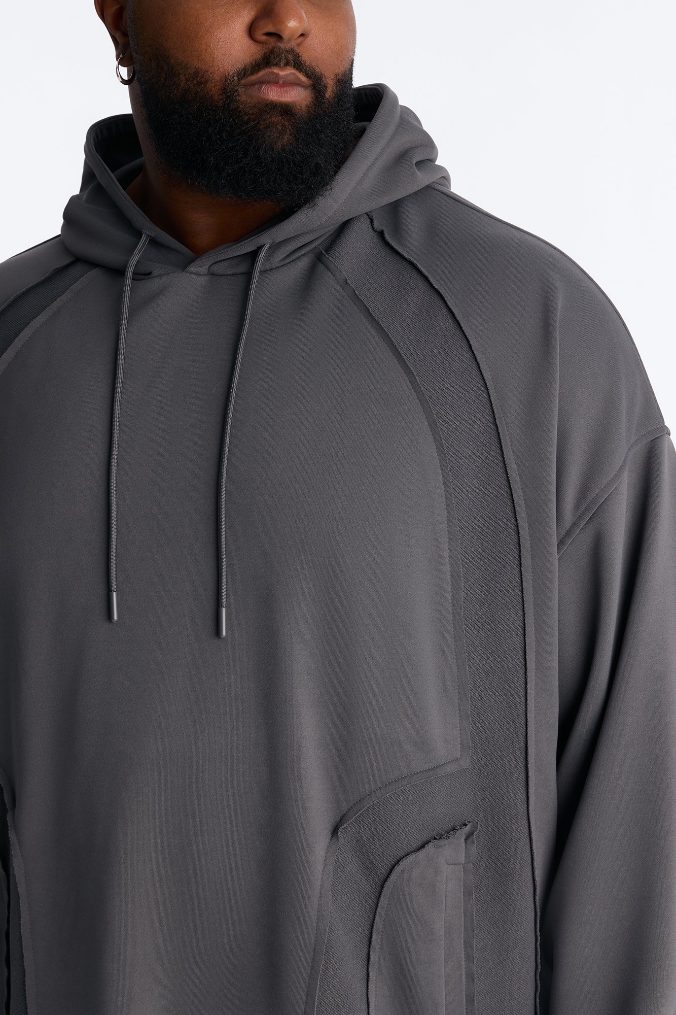 Oversized Inside Out Panels Hoodie - Dark Grey