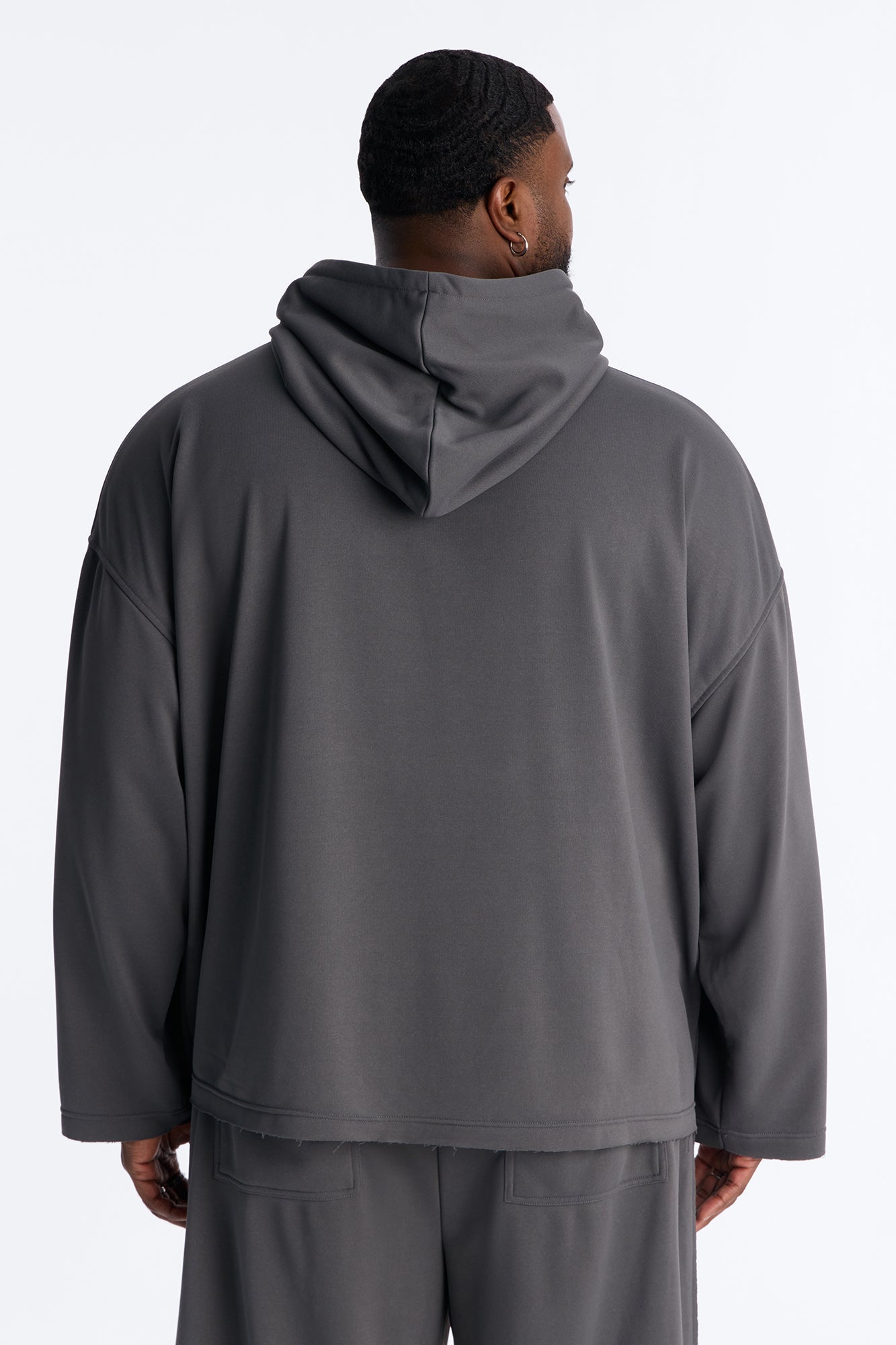 Oversized Inside Out Panels Hoodie - Dark Grey