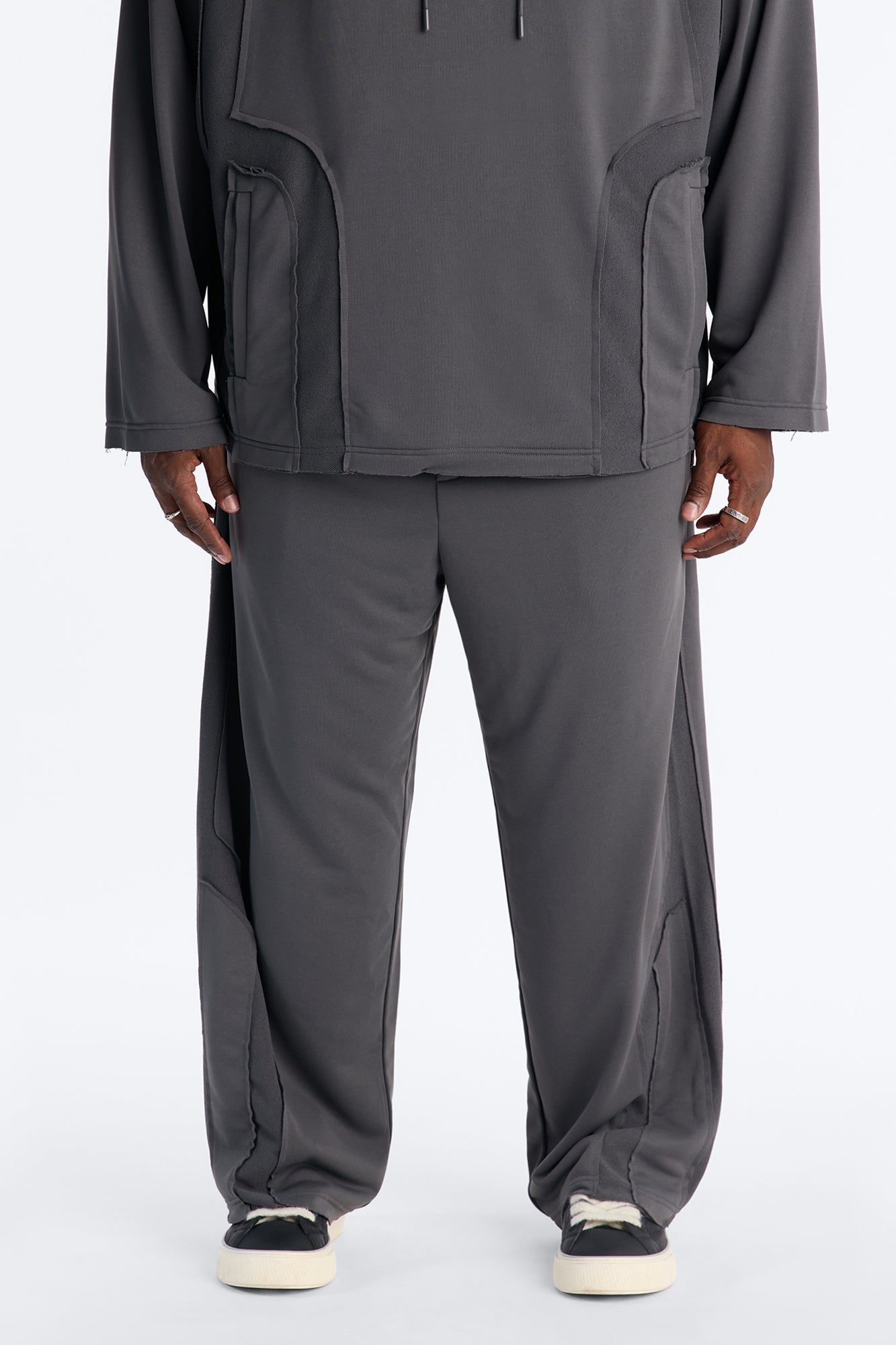 Inside Out Panels Straight Sweatpants - Dark Grey
