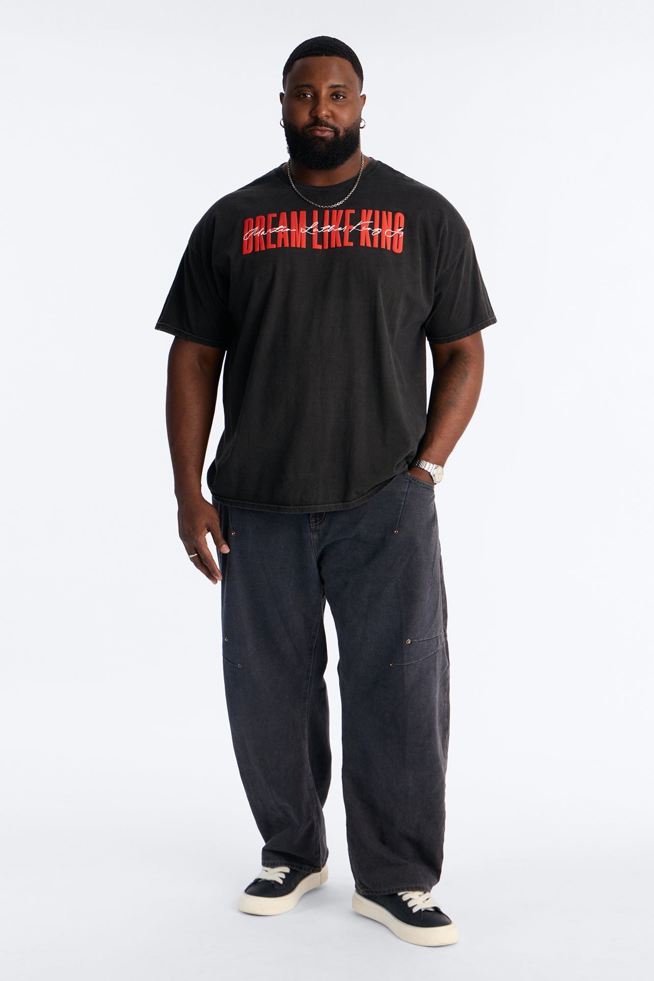 Dream Like The King Puff Print Short Sleeve Tee - Black