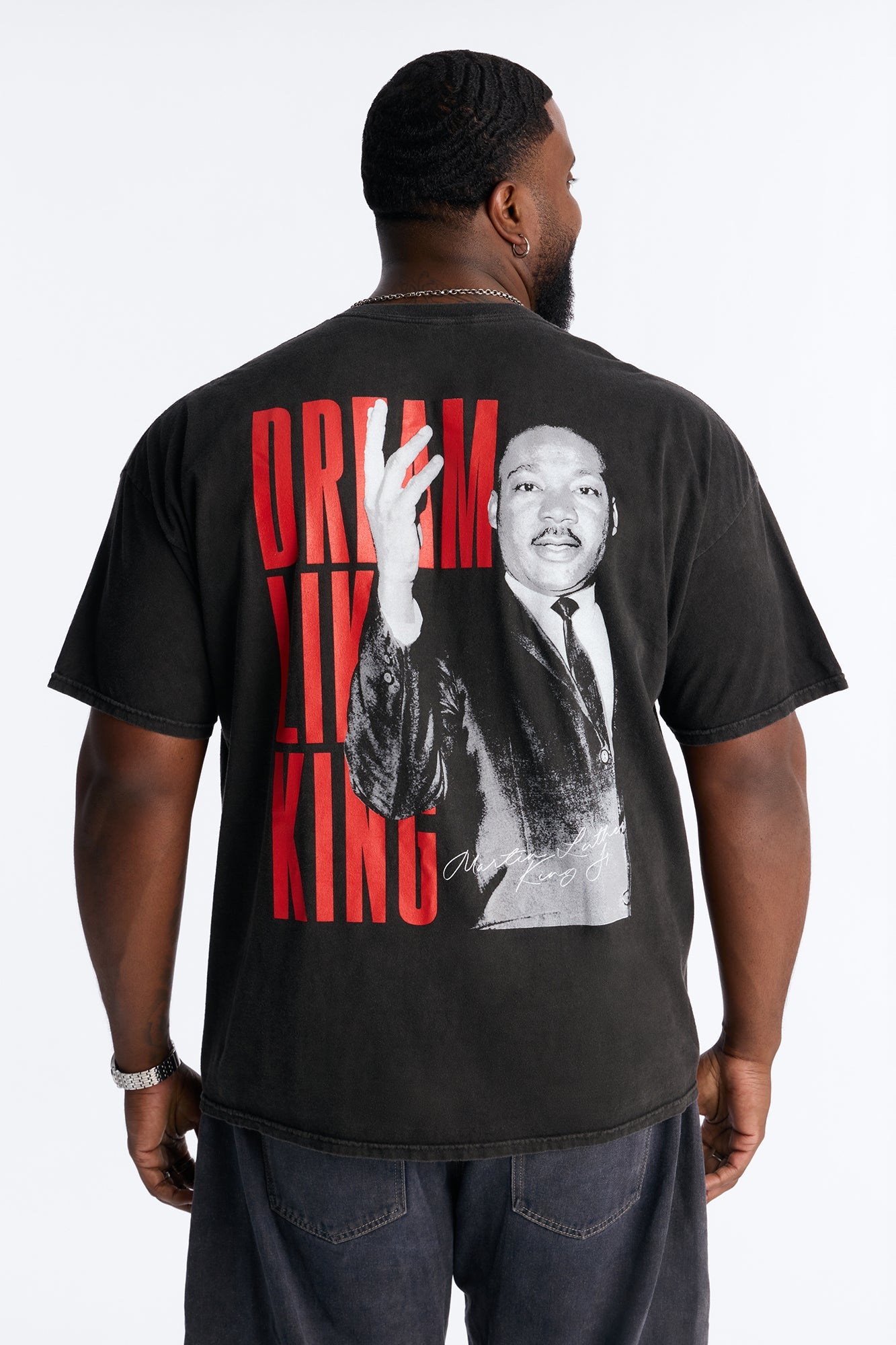 Dream Like The King Puff Print Short Sleeve Tee - Black