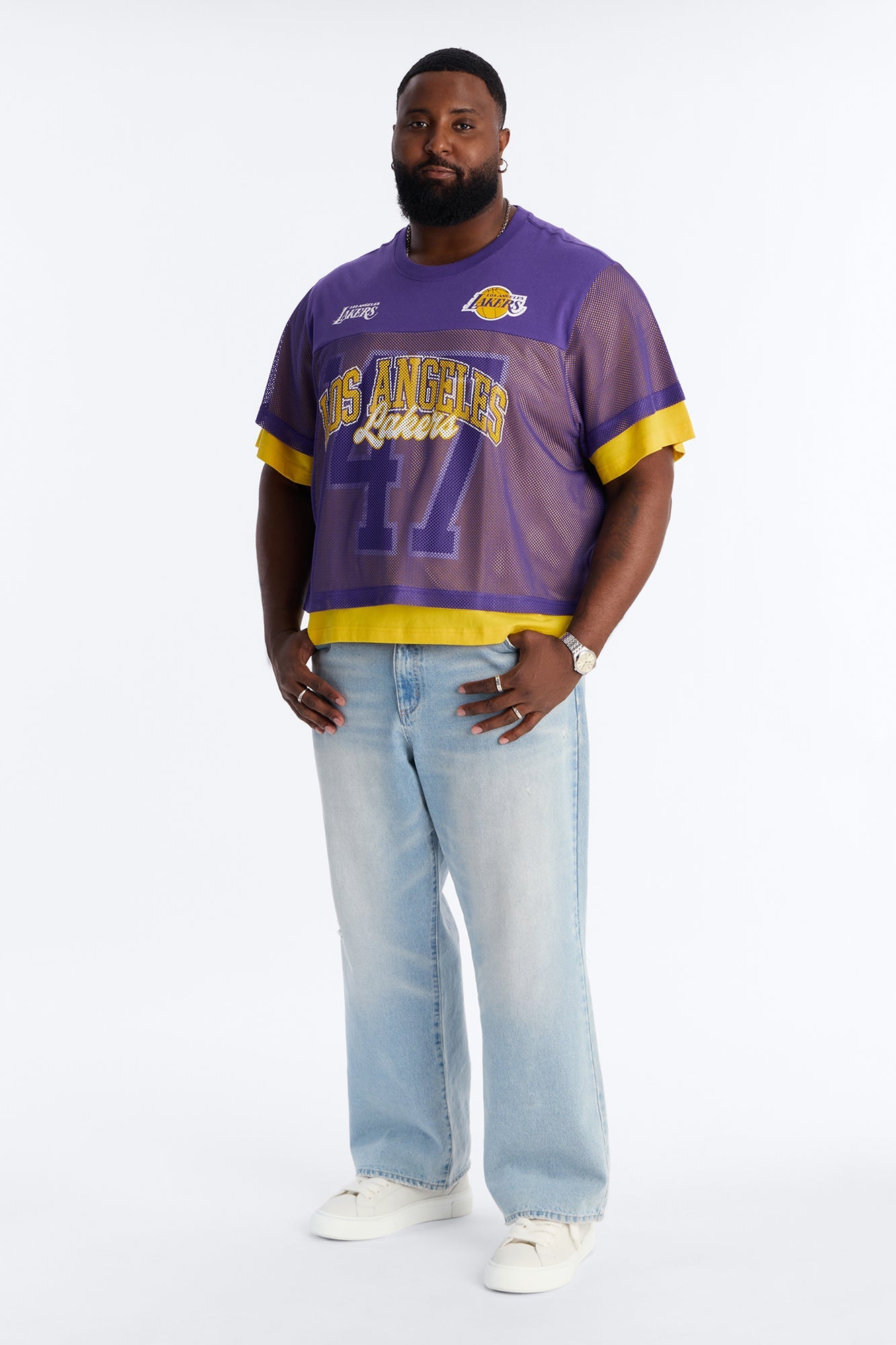 Lakers Lay Up Jersey Mesh Top - Purple