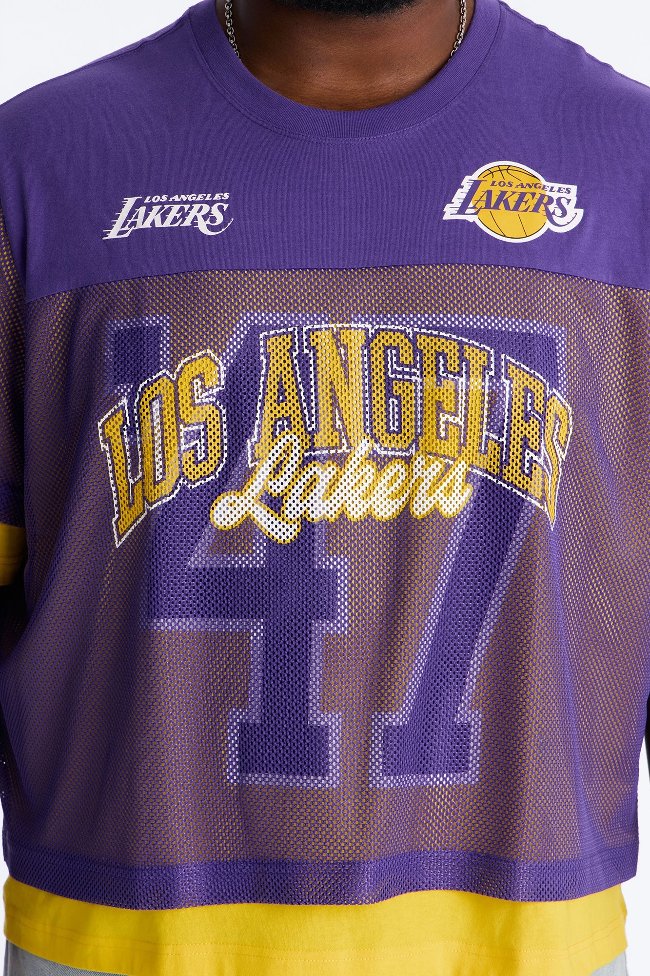 Lakers Lay Up Jersey Mesh Top - Purple