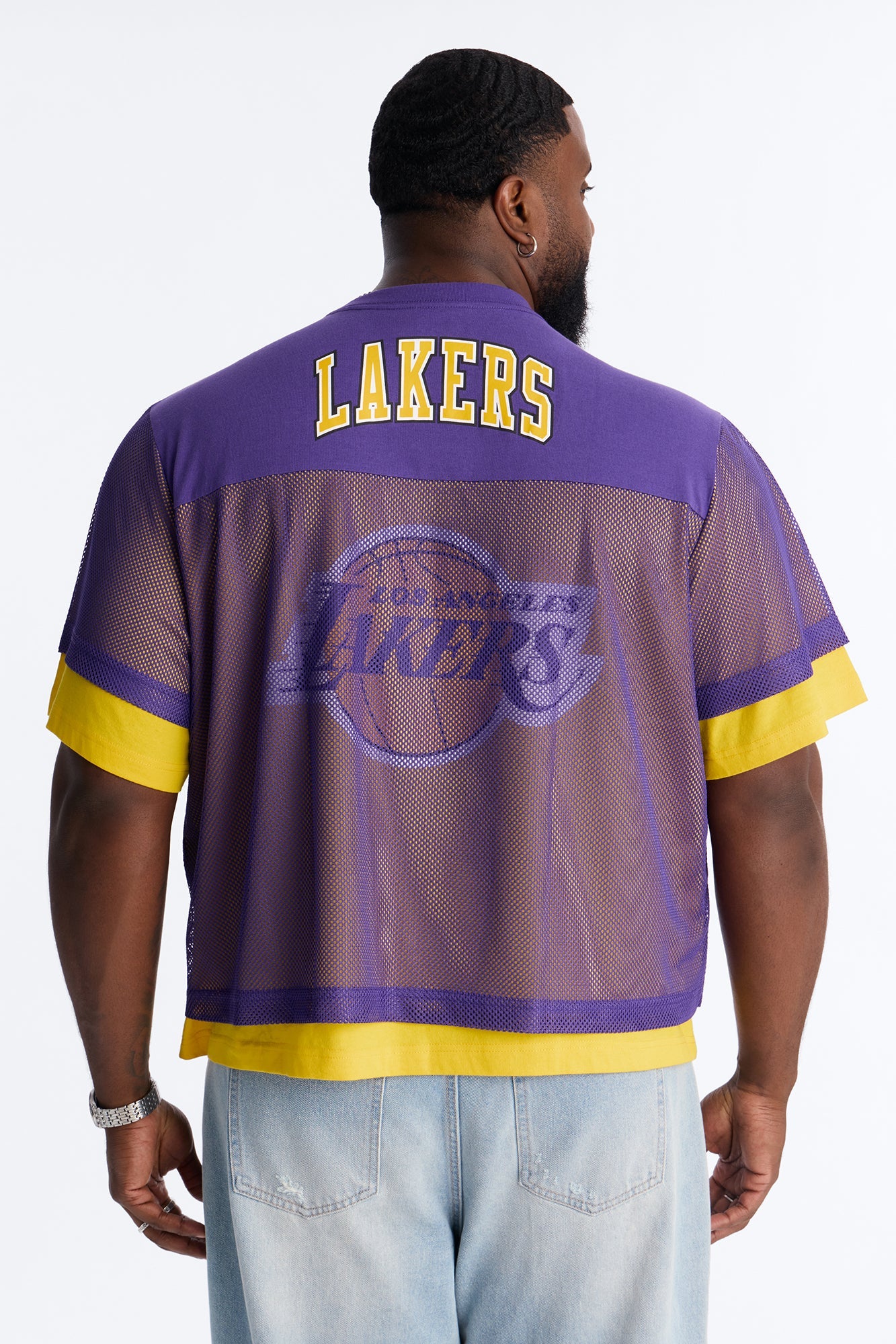 Lakers Lay Up Jersey Mesh Top - Purple