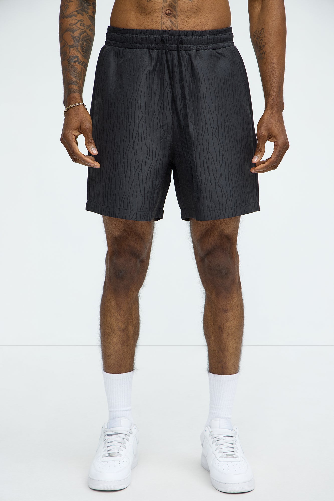 Tonal Tracks Jacquard Shorts - Black