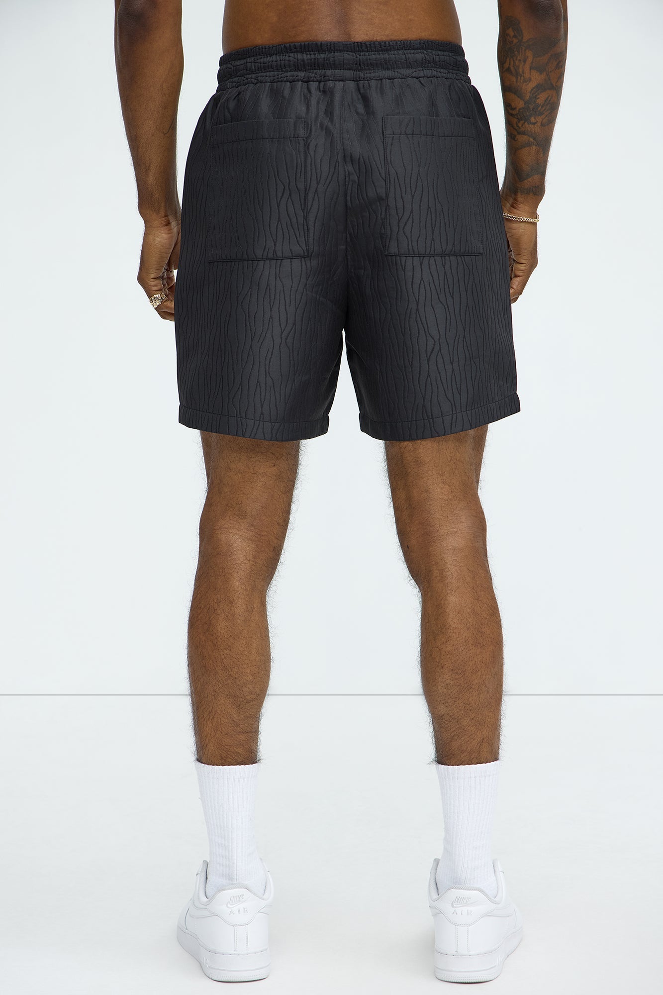 Tonal Tracks Jacquard Shorts - Black