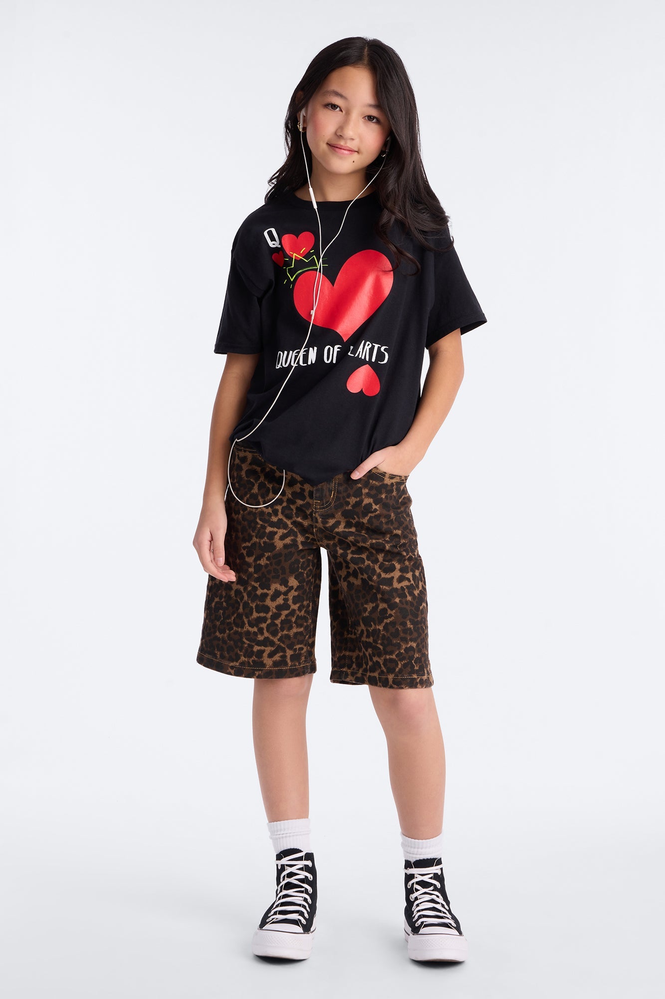 Mini Wild Side Leopard Denim Jorts - Brown/combo
